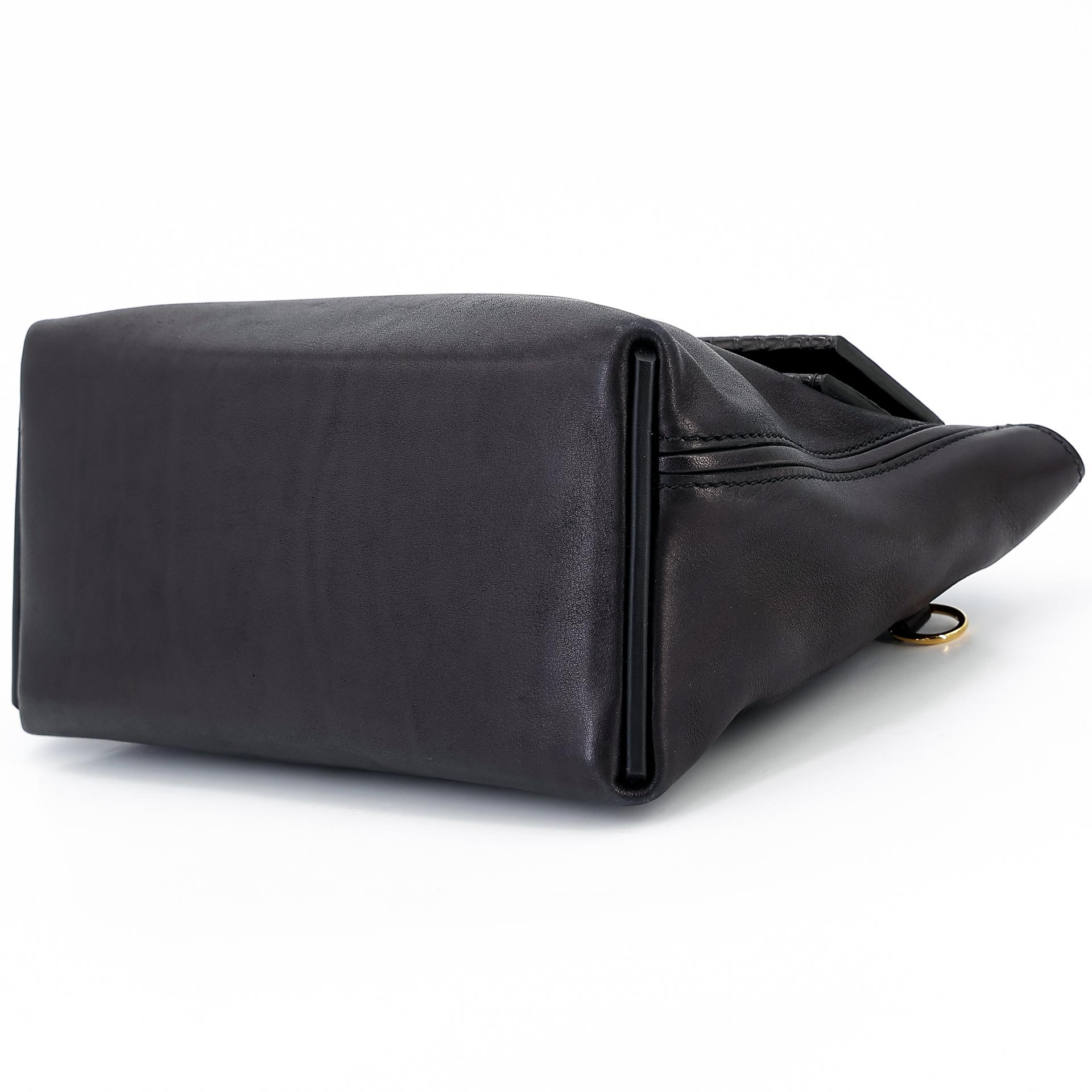 Good ( Rank AB) HERMÈS 24/24 - 21 mini Touch Black (89) Volupto calfskin Alligator Swift Gold hardware U (2022) - 5