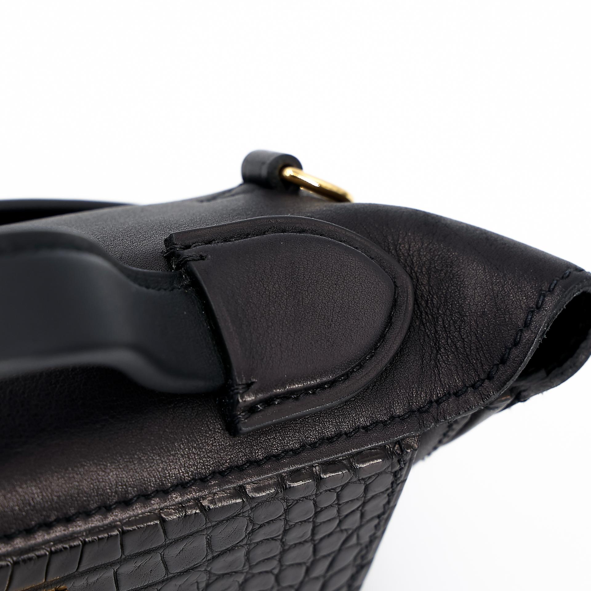 Good ( Rank AB) HERMÈS 24/24 - 21 mini Touch Black (89) Volupto calfskin Alligator Swift Gold hardware U (2022) - 8
