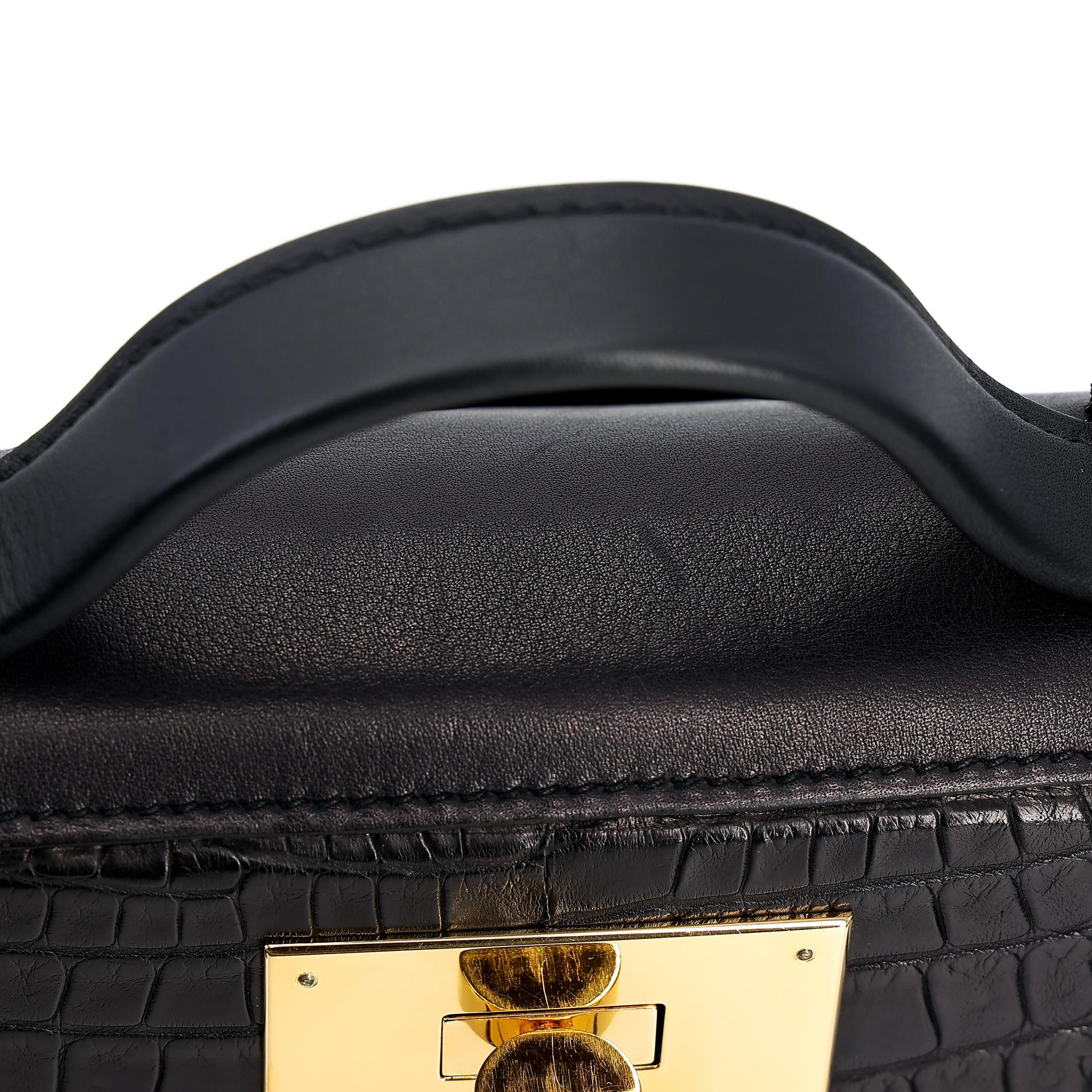 Good ( Rank AB) HERMÈS 24/24 - 21 mini Touch Black (89) Volupto calfskin Alligator Swift Gold hardware U (2022) - 9