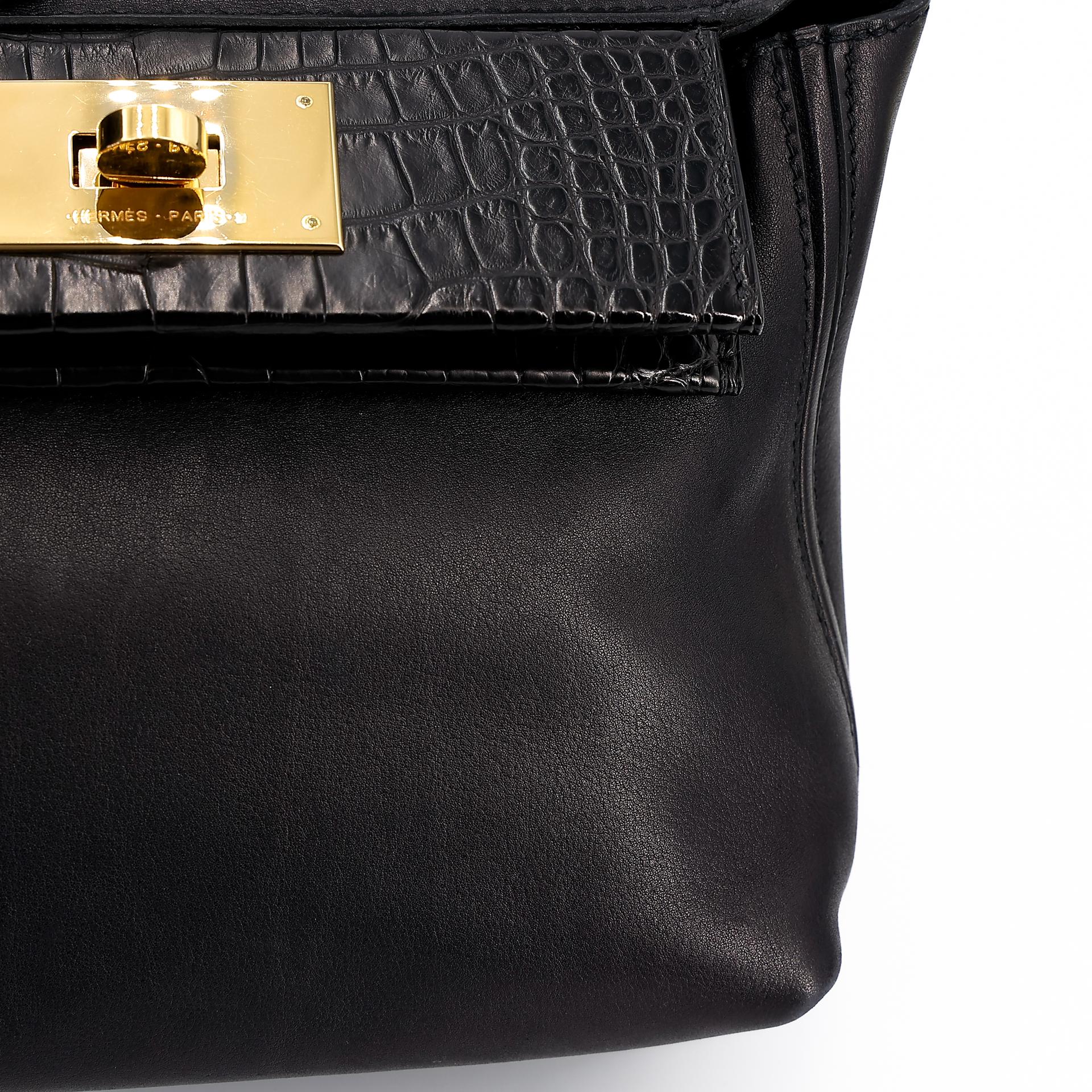 Good ( Rank AB) HERMÈS 24/24 - 21 mini Touch Black (89) Volupto calfskin Alligator Swift Gold hardware U (2022) - 19