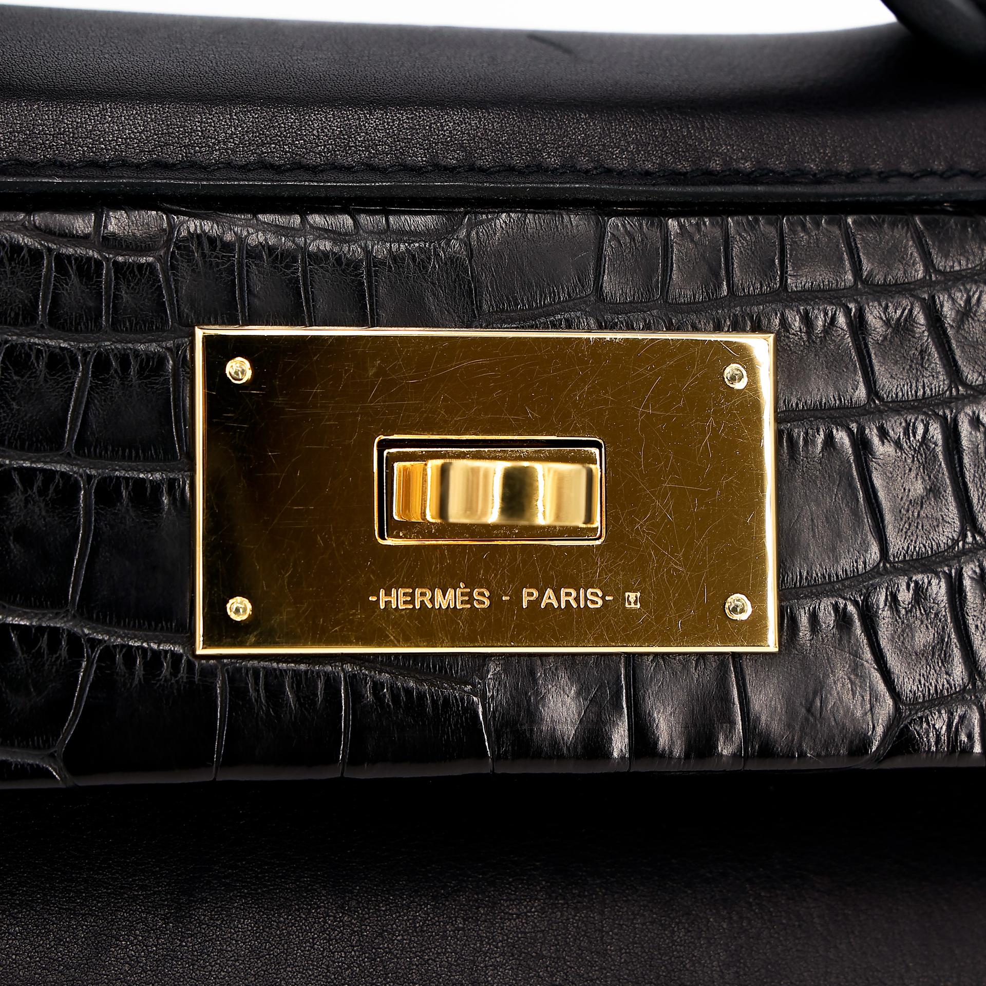 Good ( Rank AB) HERMÈS 24/24 - 21 mini Touch Black (89) Volupto calfskin Alligator Swift Gold hardware U (2022) - 20