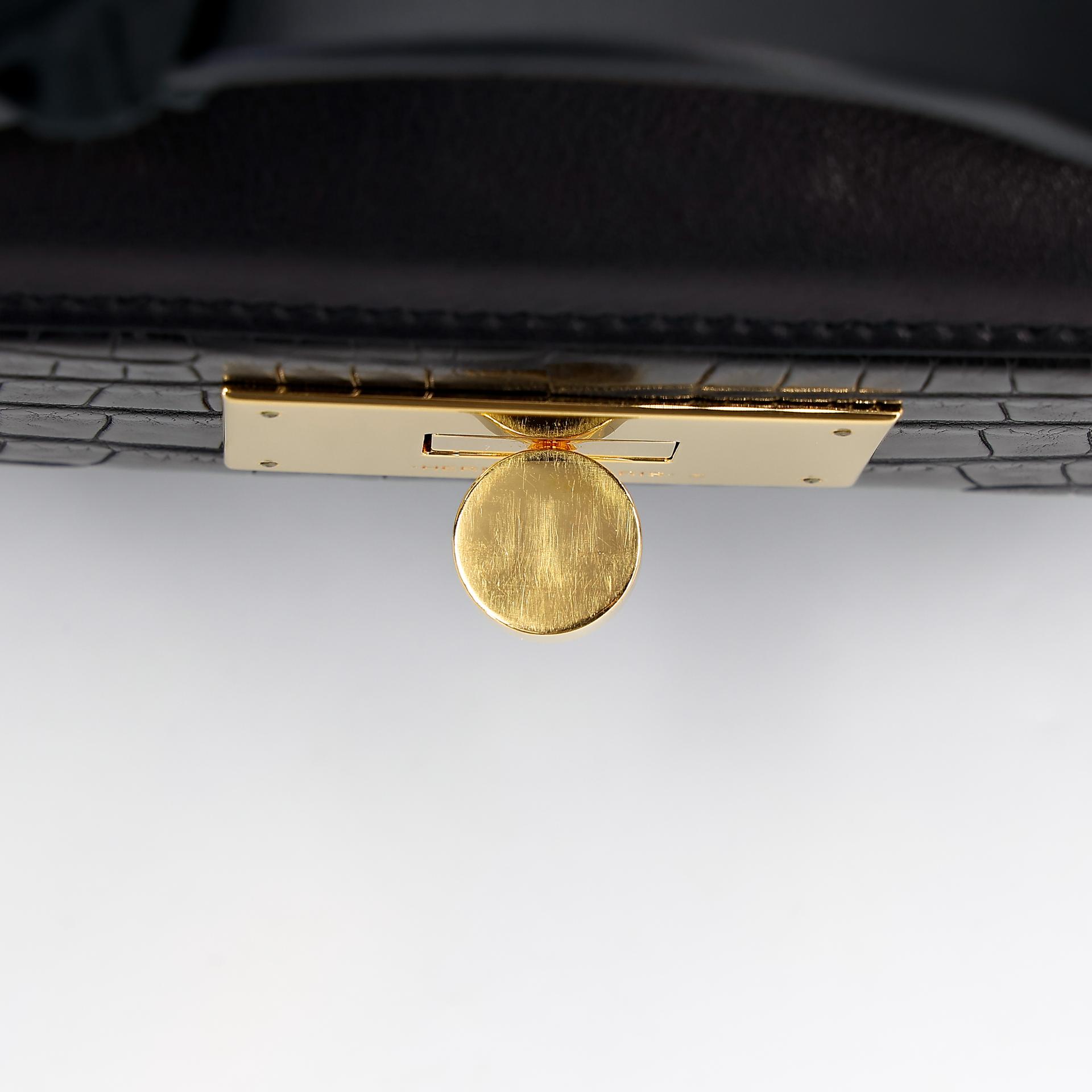 Good ( Rank AB) HERMÈS 24/24 - 21 mini Touch Black (89) Volupto calfskin Alligator Swift Gold hardware U (2022) - 21