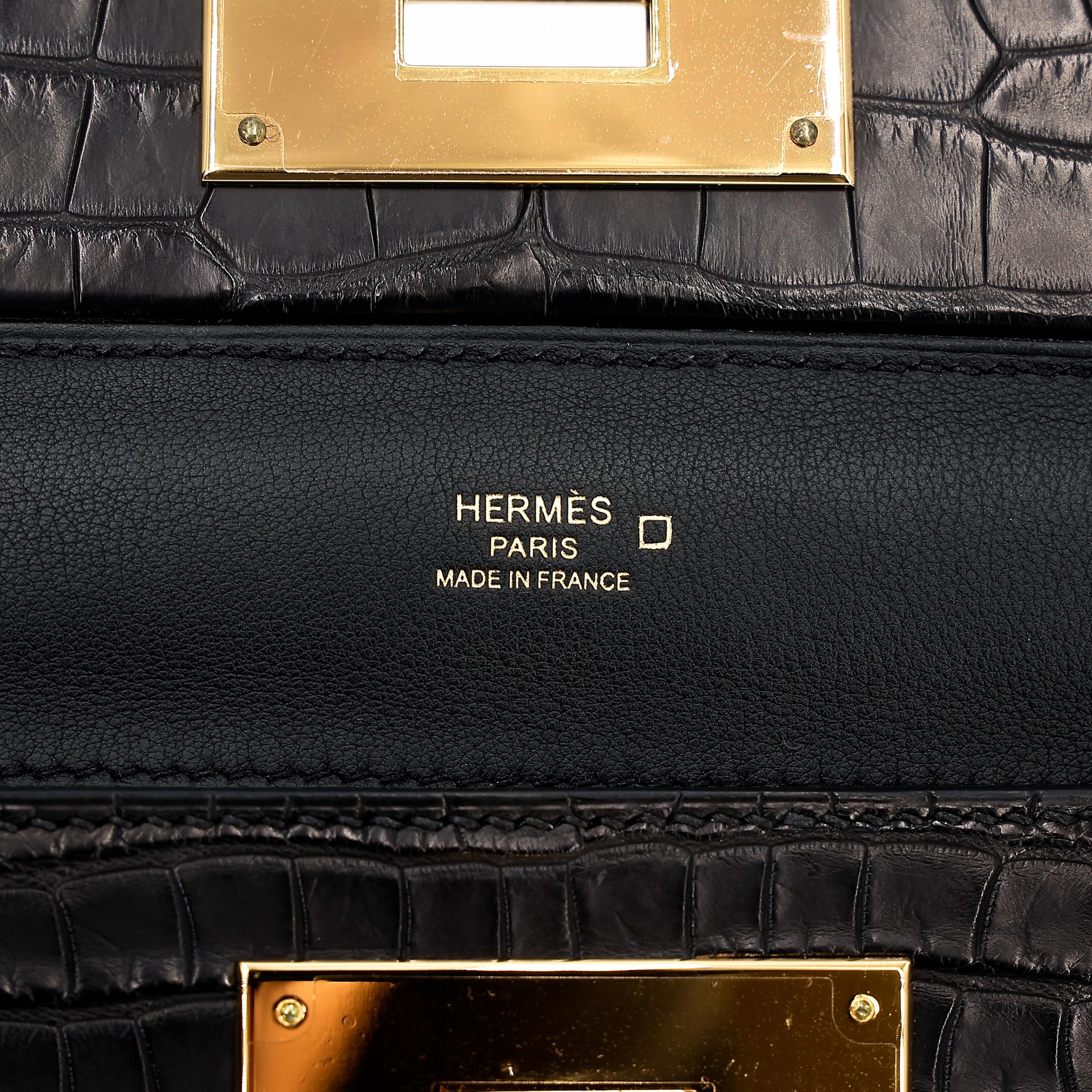 Good ( Rank AB) HERMÈS 24/24 - 21 mini Touch Black (89) Volupto calfskin Alligator Swift Gold hardware U (2022) - 23