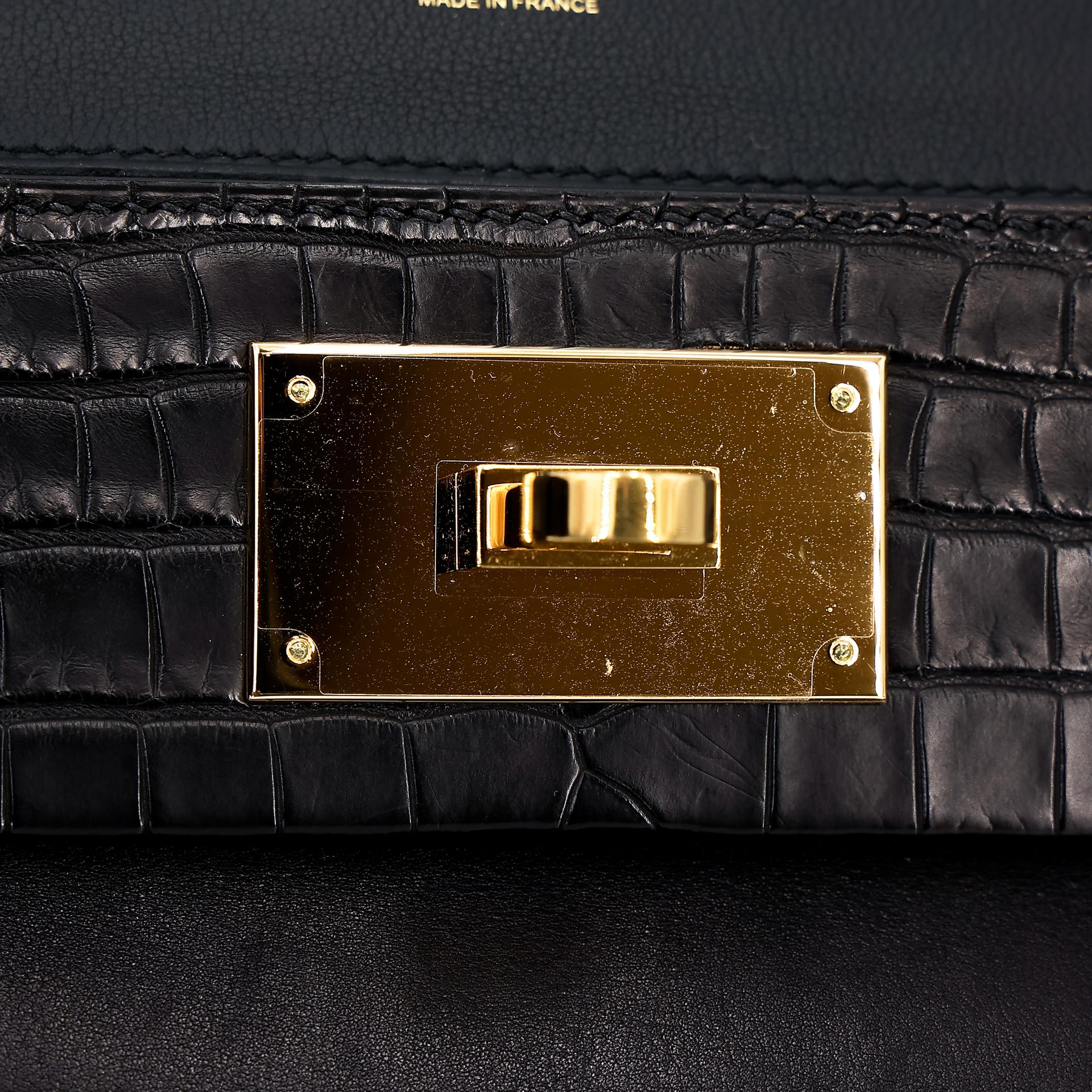 Good ( Rank AB) HERMÈS 24/24 - 21 mini Touch Black (89) Volupto calfskin Alligator Swift Gold hardware U (2022) - 24