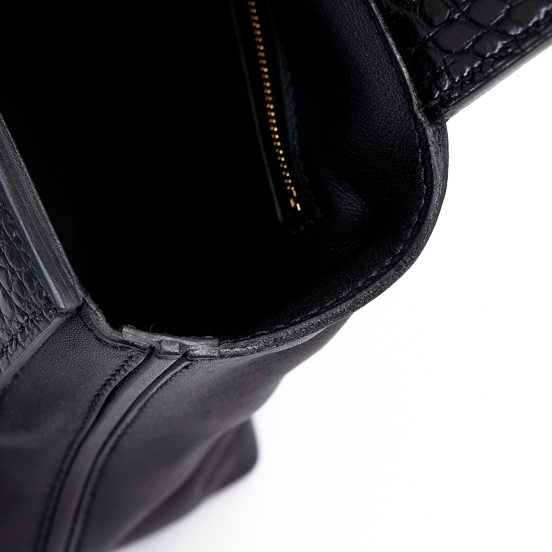 Good ( Rank AB) HERMÈS 24/24 - 21 mini Touch Black (89) Volupto calfskin Alligator Swift Gold hardware U (2022) - 31