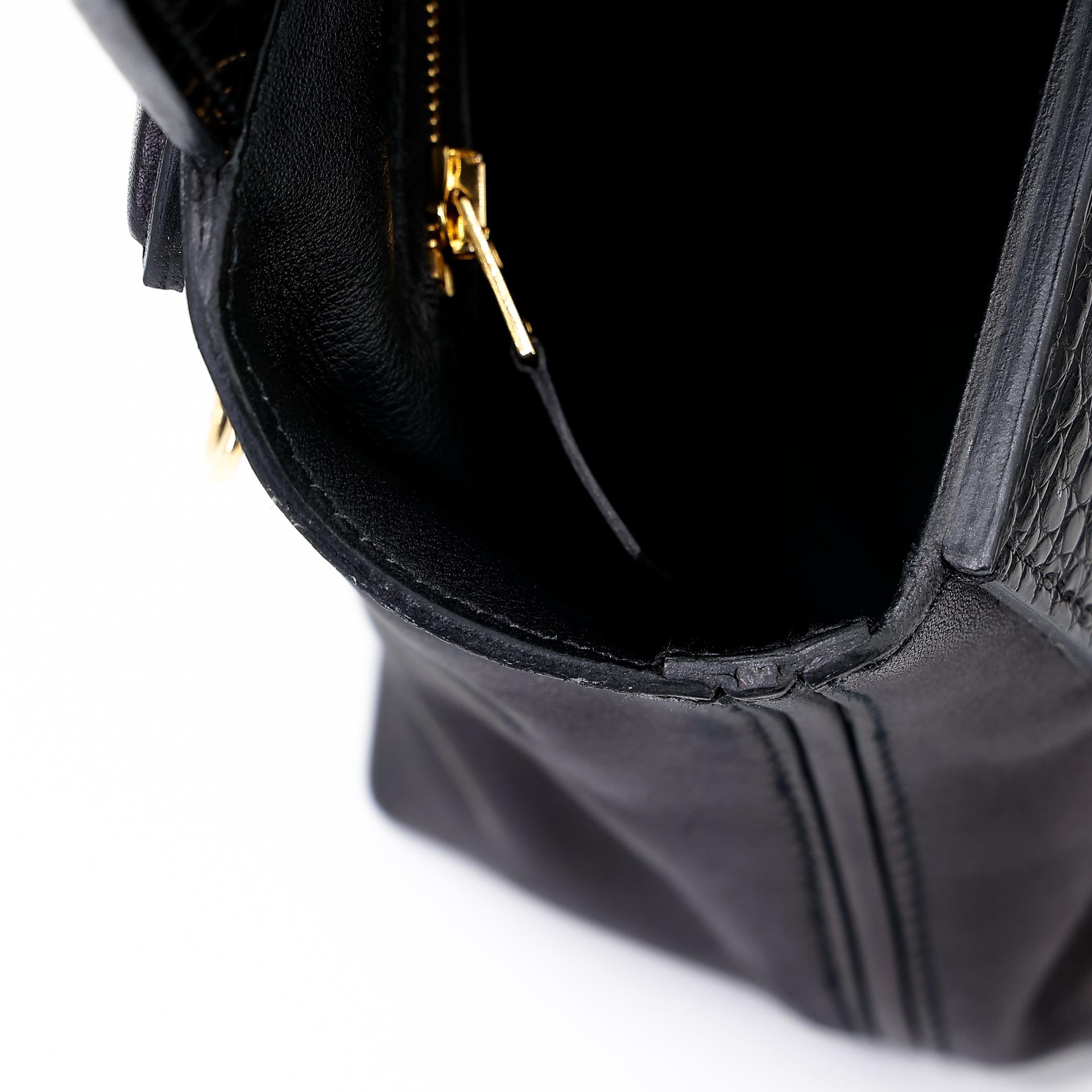 Good ( Rank AB) HERMÈS 24/24 - 21 mini Touch Black (89) Volupto calfskin Alligator Swift Gold hardware U (2022) - 32