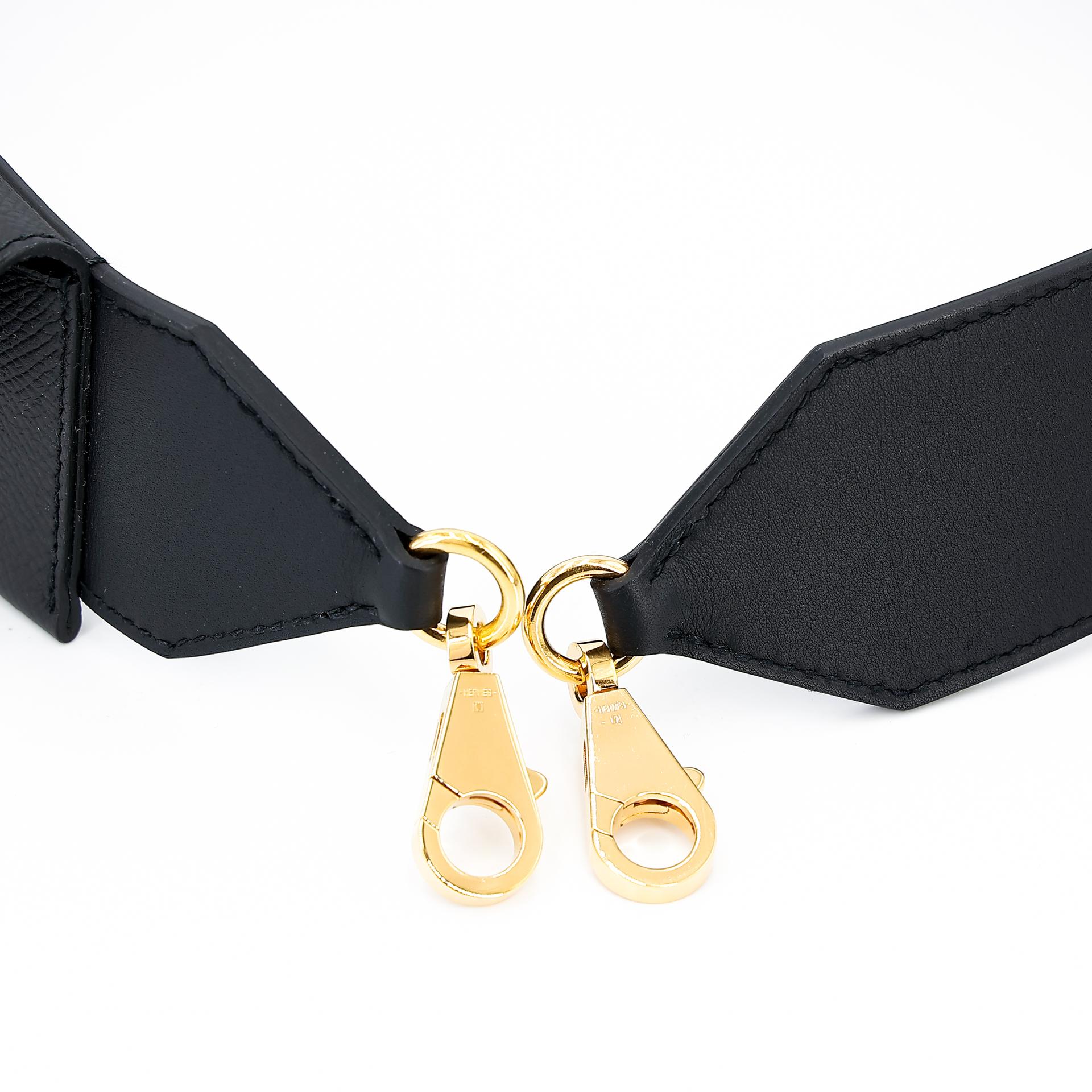 Excellent ( Rank SA ) HERMÈS Kelly Pocket Bag Strap Black (89) Epsom Gold hardware U (2022) - 13