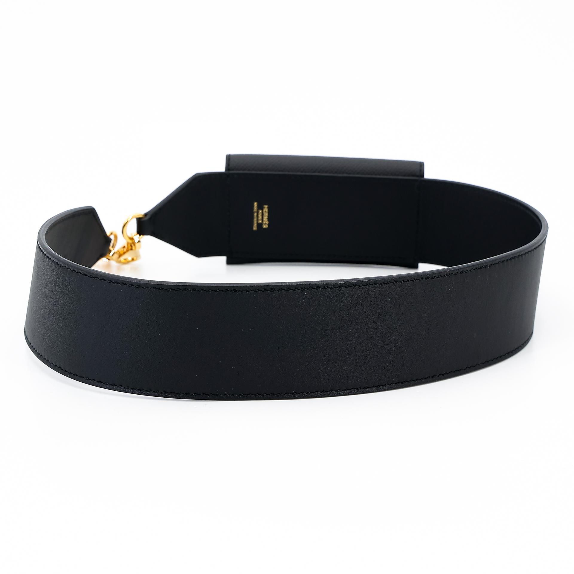 Excellent ( Rank SA ) HERMÈS Kelly Pocket Bag Strap Black (89) Epsom Gold hardware U (2022) - 2
