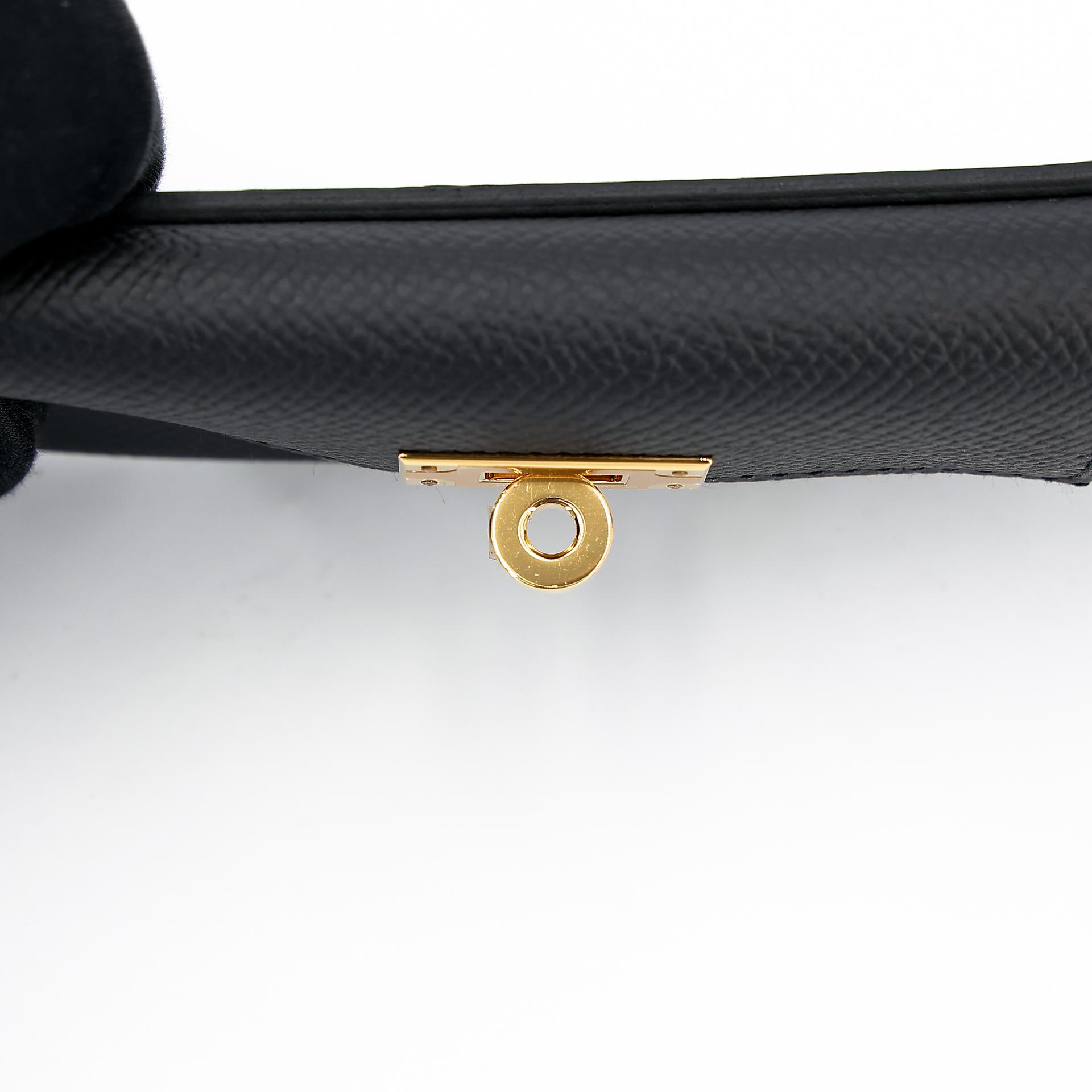 Excellent ( Rank SA ) HERMÈS Kelly Pocket Bag Strap Black (89) Epsom Gold hardware U (2022) - 6