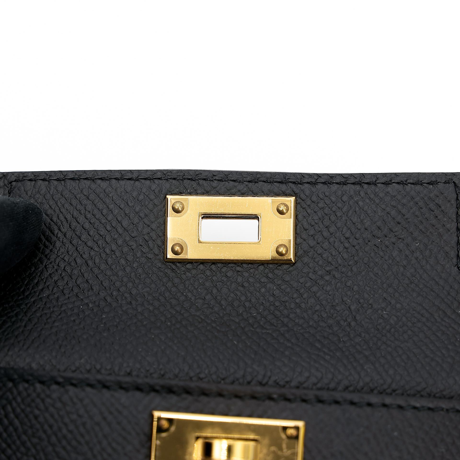 Excellent ( Rank SA ) HERMÈS Kelly Pocket Bag Strap Black (89) Epsom Gold hardware U (2022) - 8