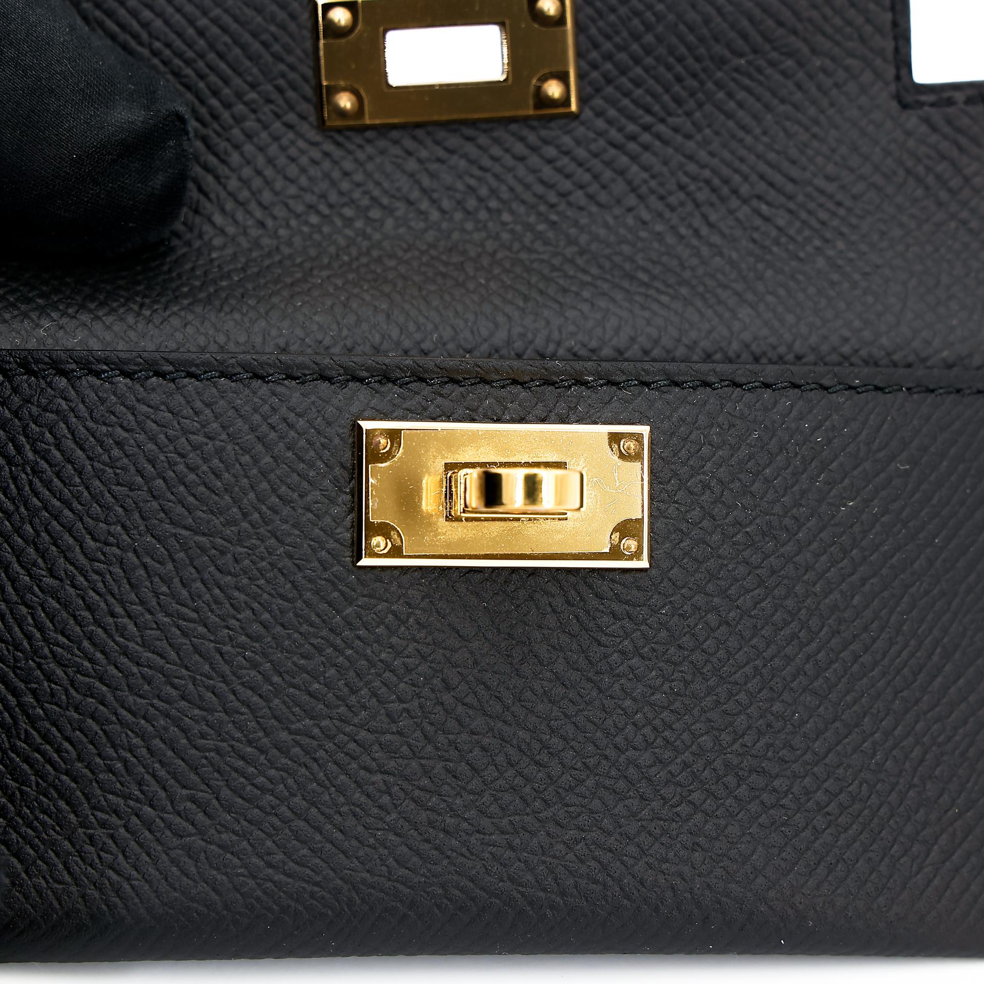 Excellent ( Rank SA ) HERMÈS Kelly Pocket Bag Strap Black (89) Epsom Gold hardware U (2022) - 9