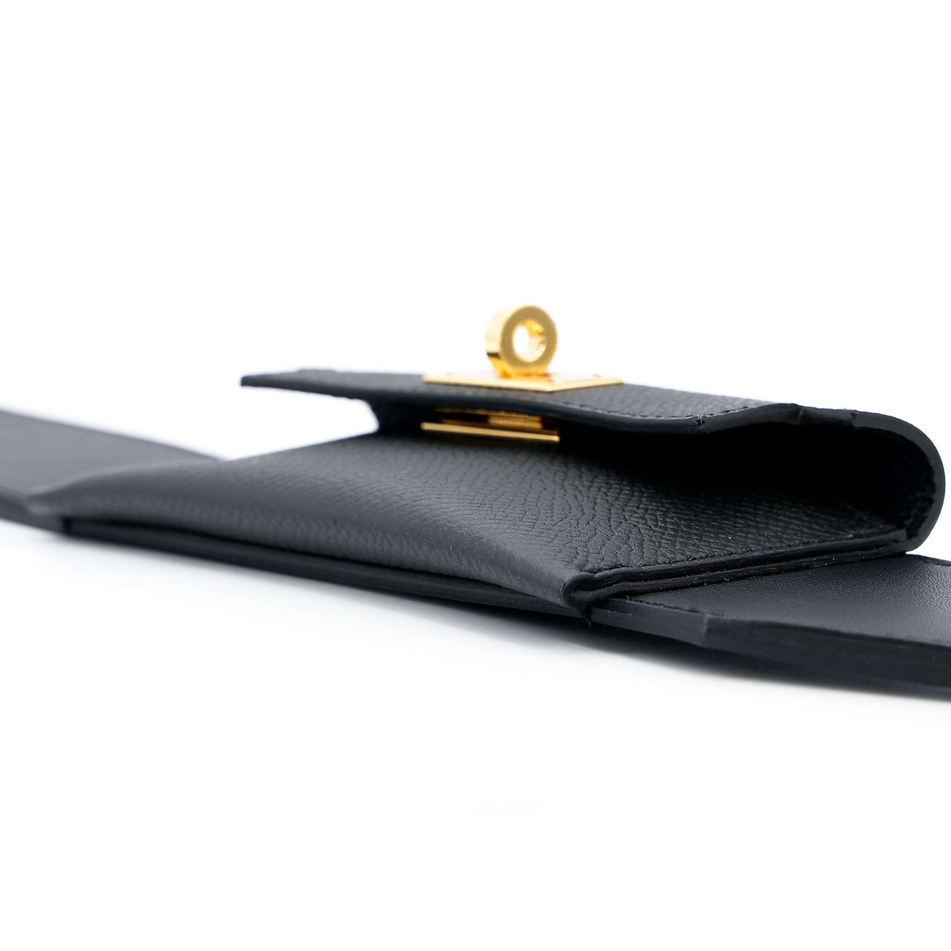Excellent ( Rank SA ) HERMÈS Kelly Pocket Bag Strap Black (89) Epsom Gold hardware U (2022) - 5