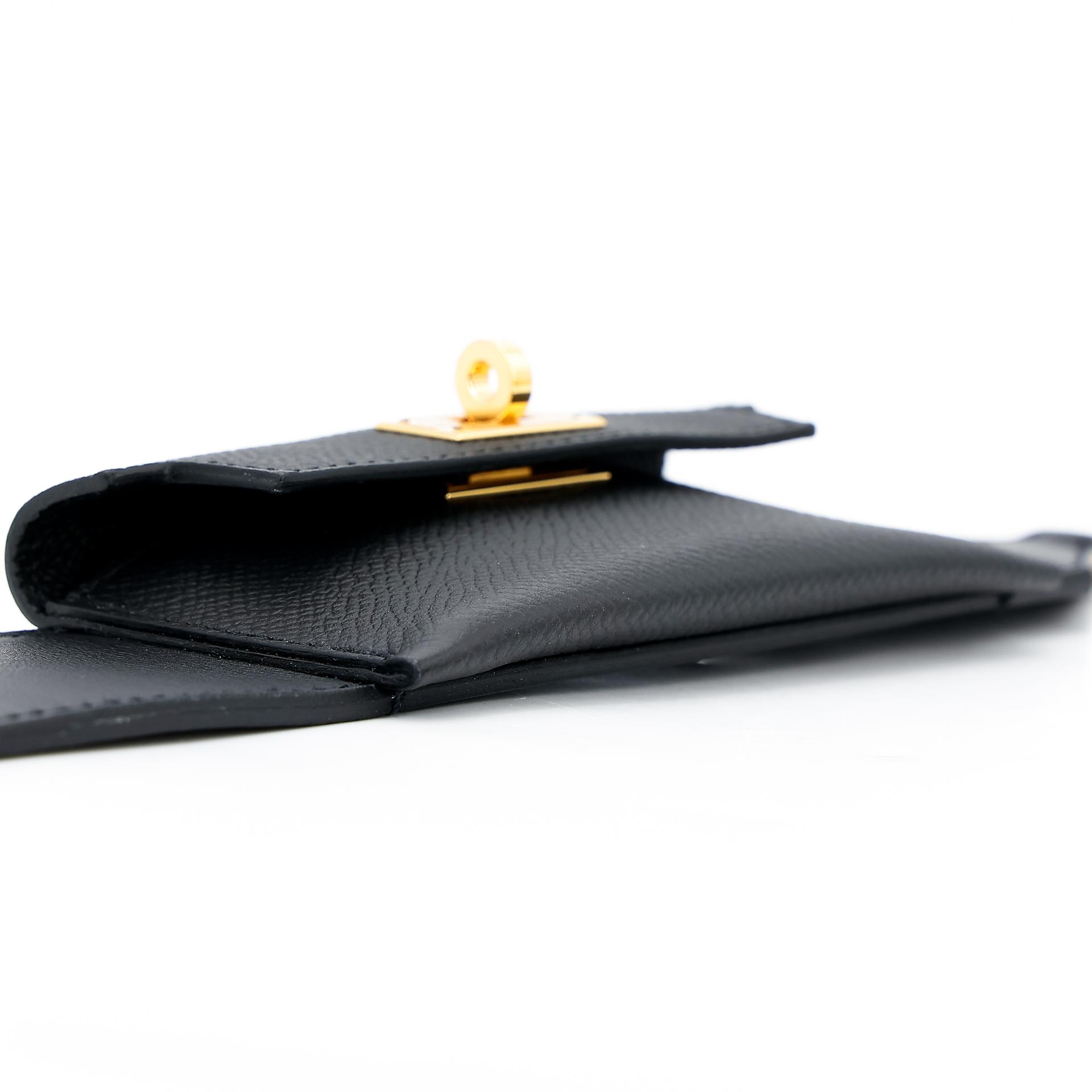 Excellent ( Rank SA ) HERMÈS Kelly Pocket Bag Strap Black (89) Epsom Gold hardware U (2022) - 4