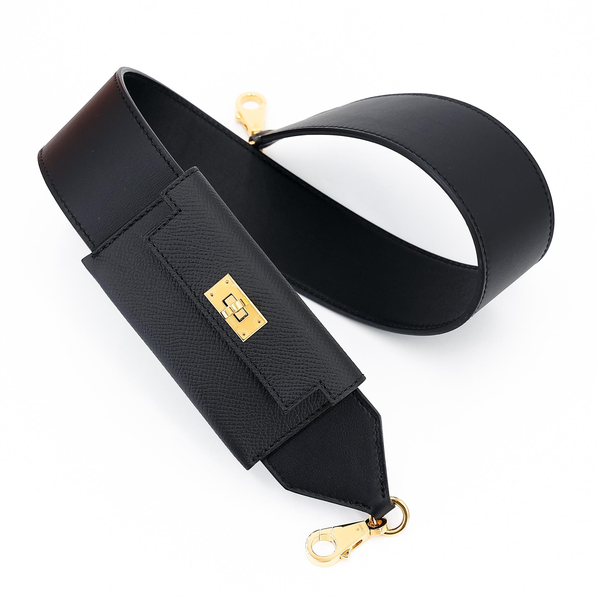Excellent ( Rank SA ) HERMÈS Kelly Pocket Bag Strap Black (89) Epsom Gold hardware U (2022) - 16