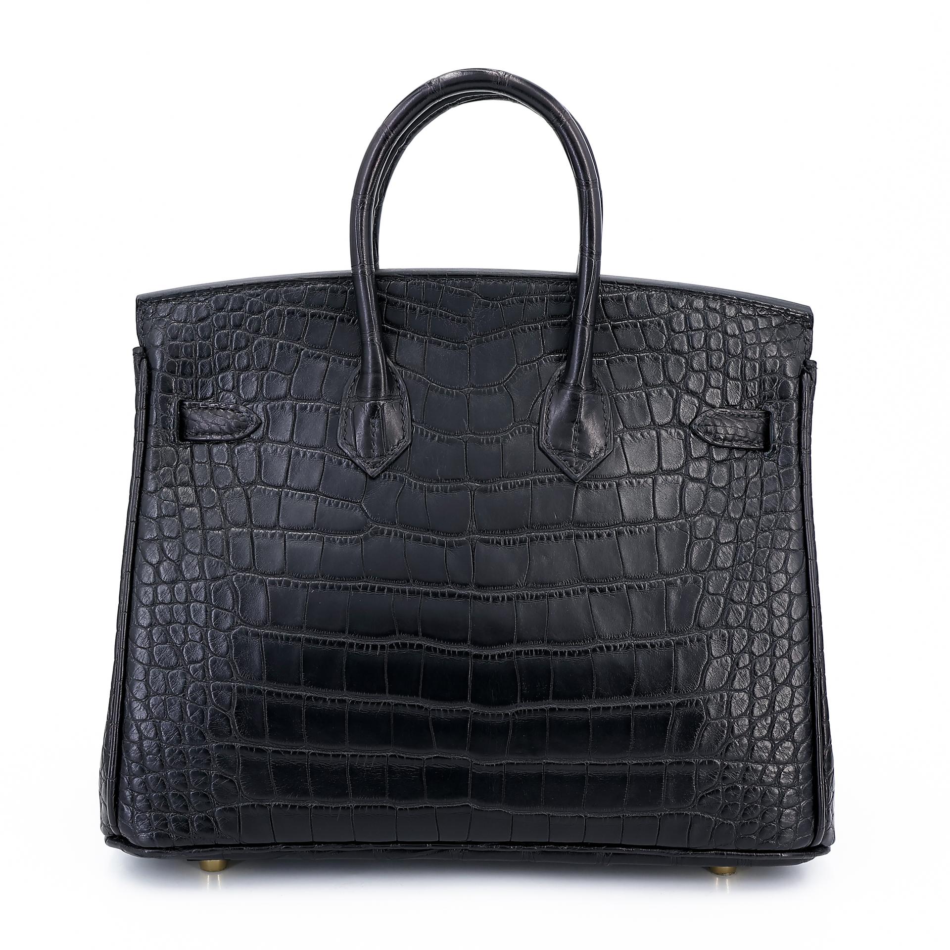 Unused ( Rank NS ) HERMÈS Birkin 25 Black (89) Matte Alligator Gold hardware B (2023) - 2