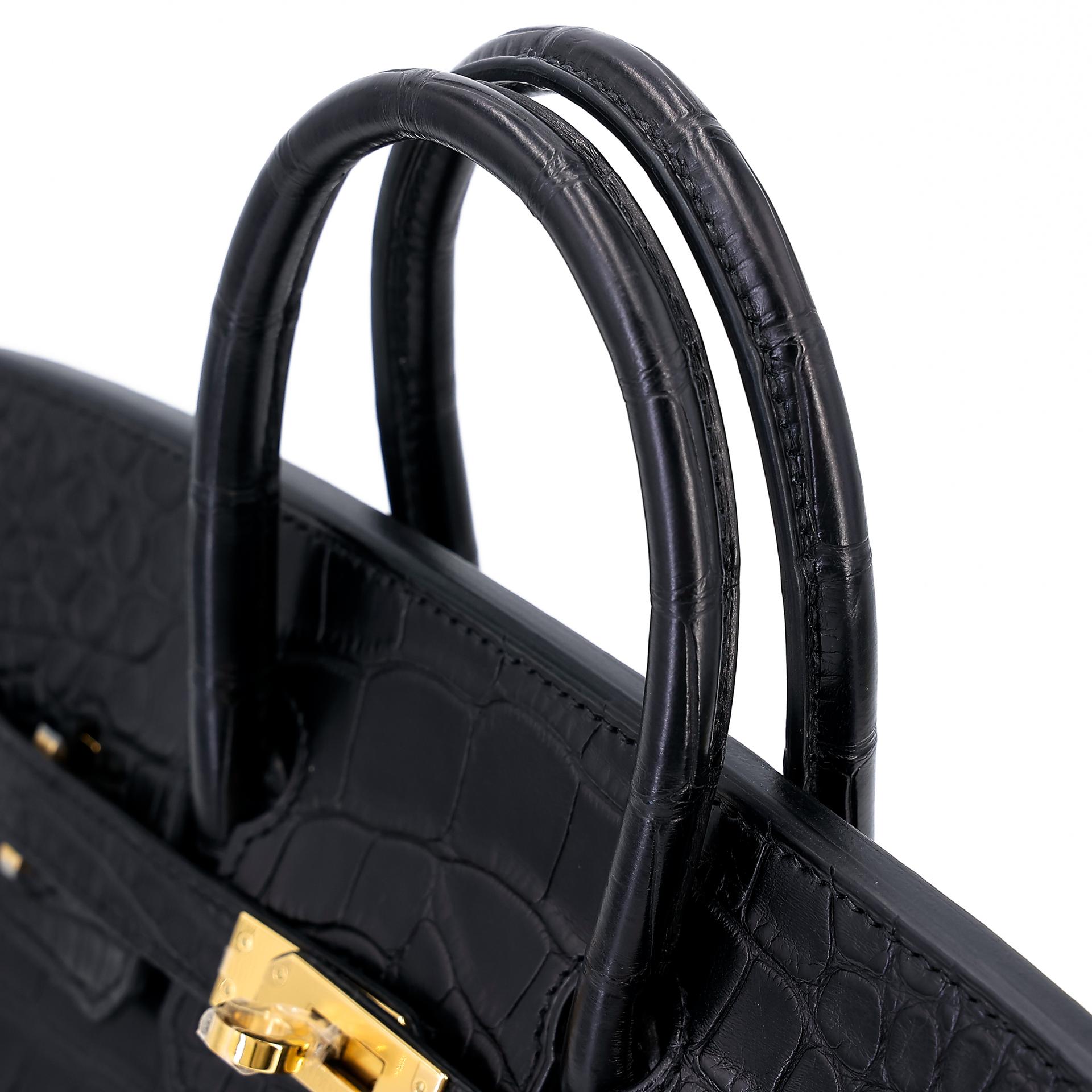 Unused ( Rank NS ) HERMÈS Birkin 25 Black (89) Matte Alligator Gold hardware B (2023) - 3
