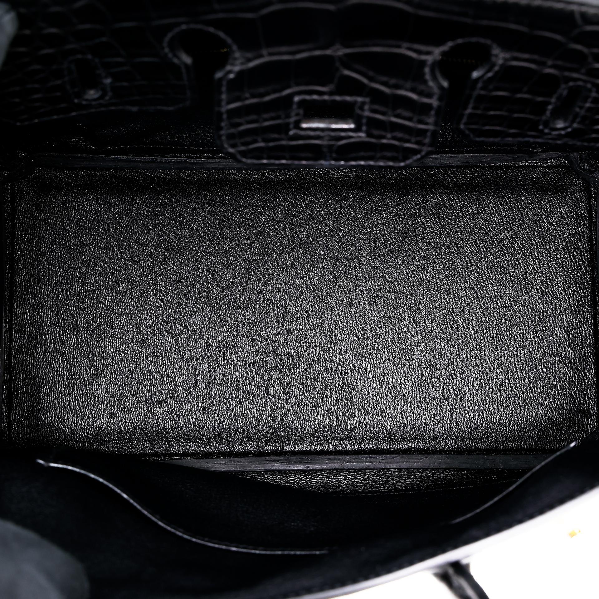 Unused ( Rank NS ) HERMÈS Birkin 25 Black (89) Matte Alligator Gold hardware B (2023) - 10