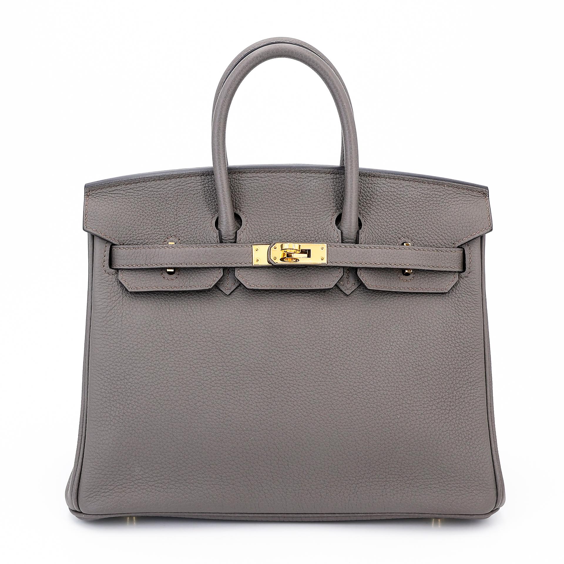 Very Good ( Rank A) HERMÈS Birkin 25 Etain (8F) Togo Gold hardware A (2017) - 1