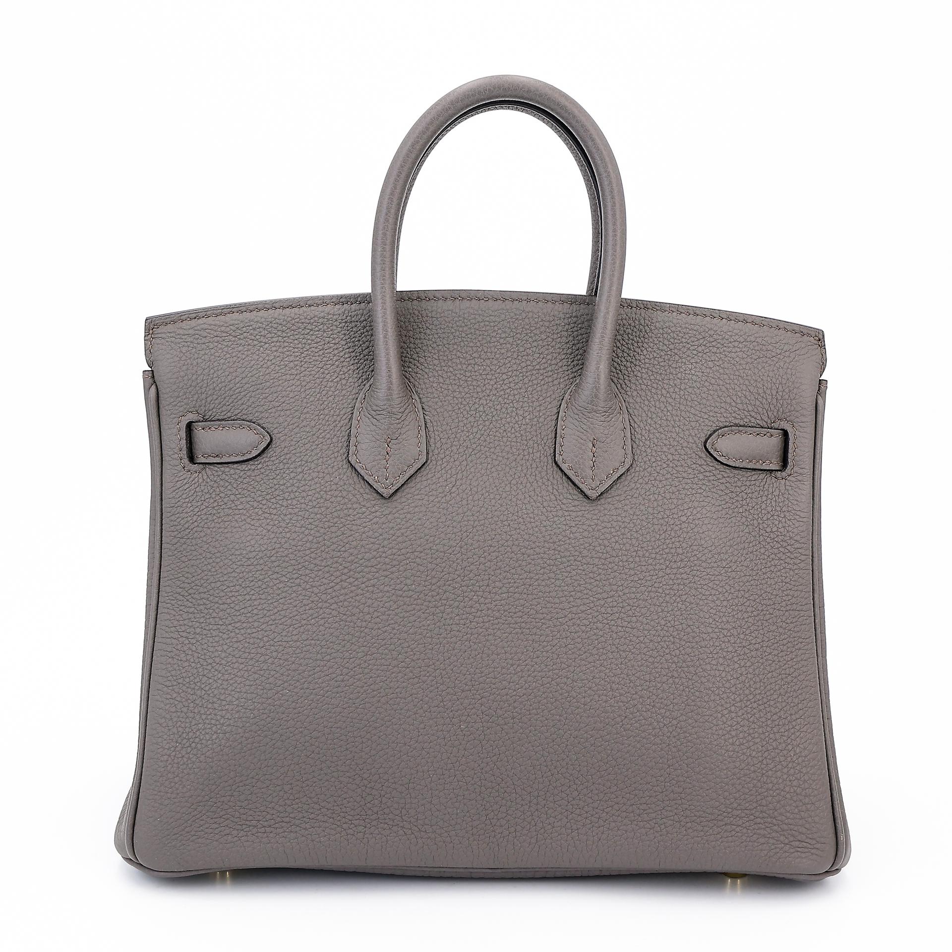 Very Good ( Rank A) HERMÈS Birkin 25 Etain (8F) Togo Gold hardware A (2017) - 2
