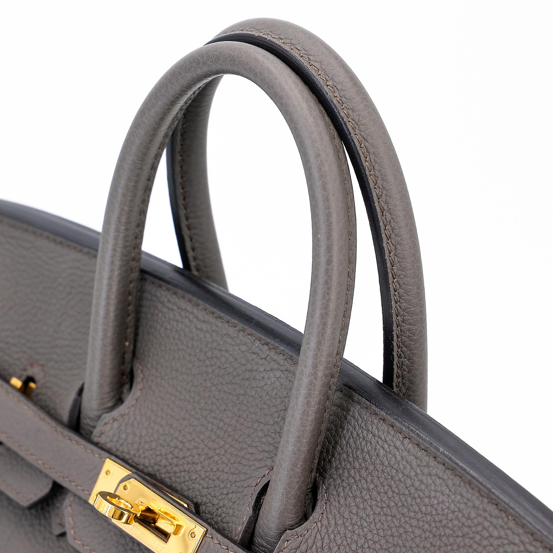 Very Good ( Rank A) HERMÈS Birkin 25 Etain (8F) Togo Gold hardware A (2017) - 3