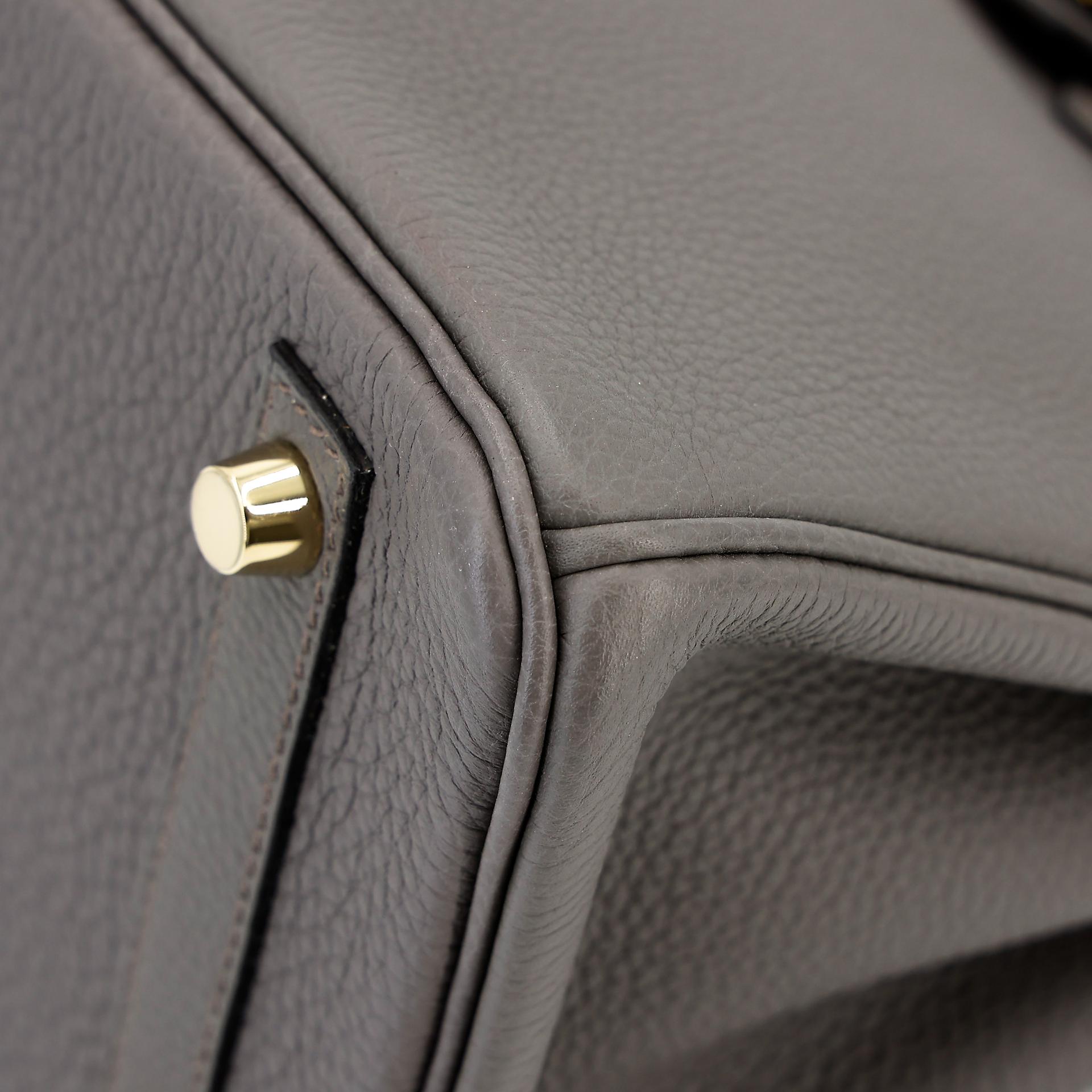 Very Good ( Rank A) HERMÈS Birkin 25 Etain (8F) Togo Gold hardware A (2017) - 8