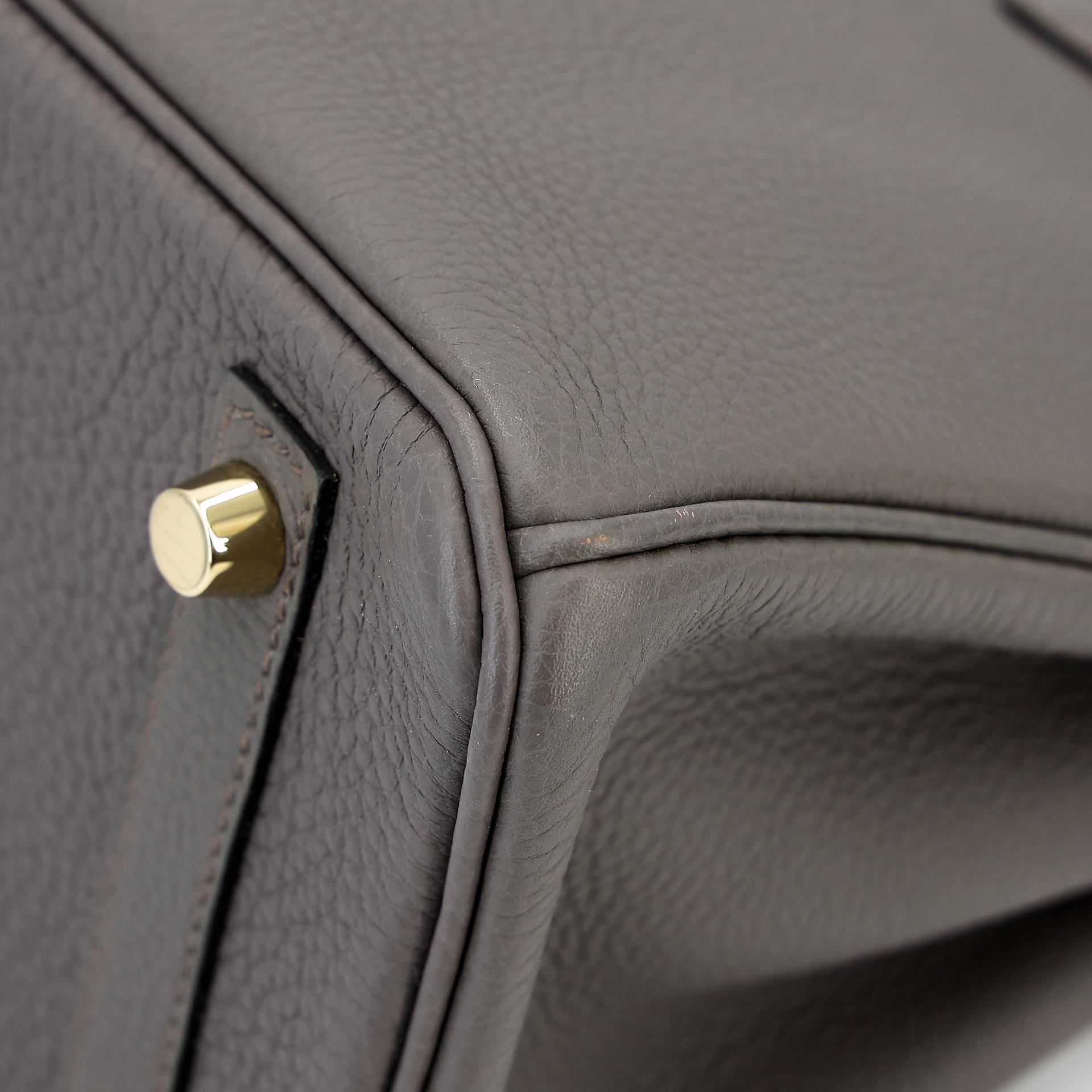 Very Good ( Rank A) HERMÈS Birkin 25 Etain (8F) Togo Gold hardware A (2017) - 10