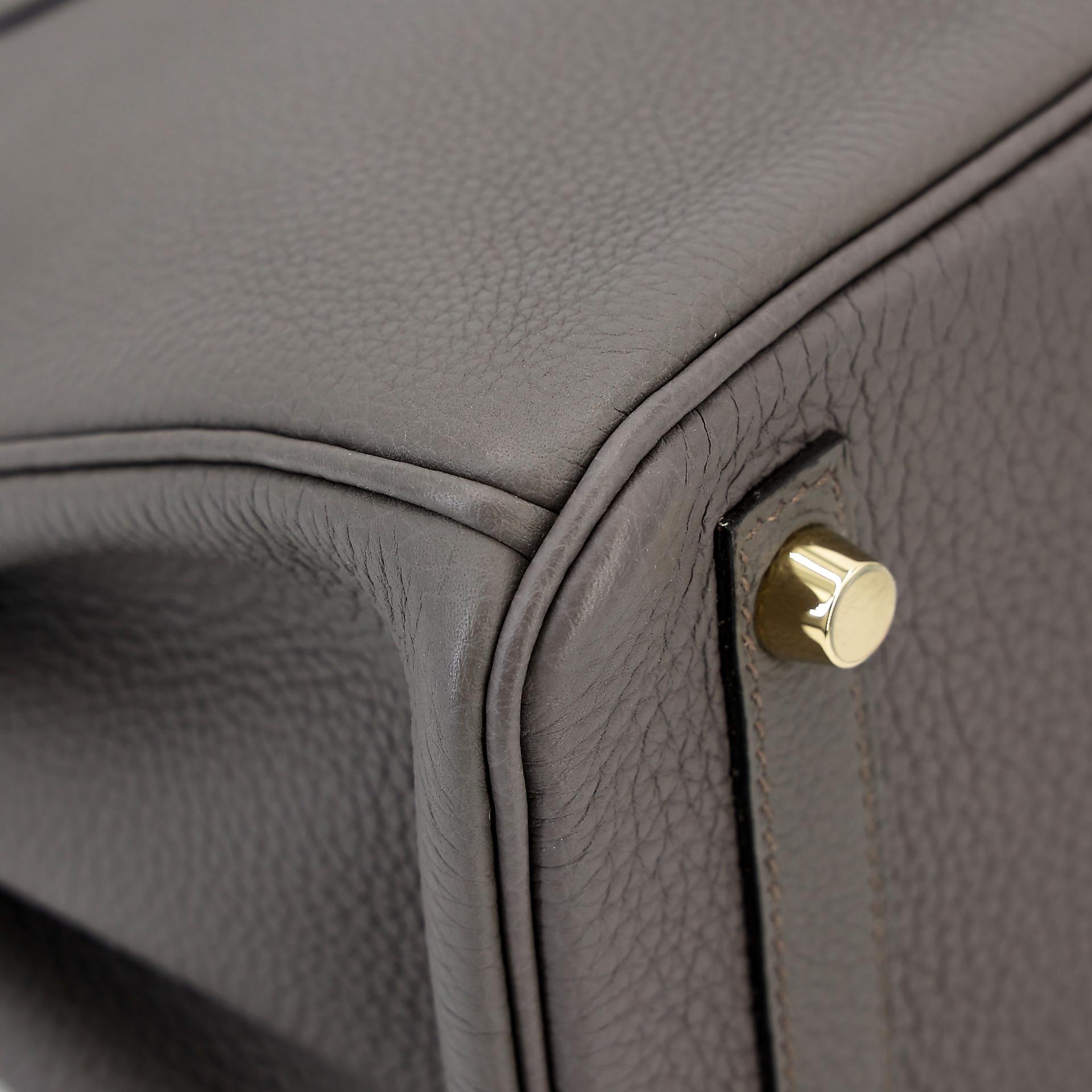 Very Good ( Rank A) HERMÈS Birkin 25 Etain (8F) Togo Gold hardware A (2017) - 11