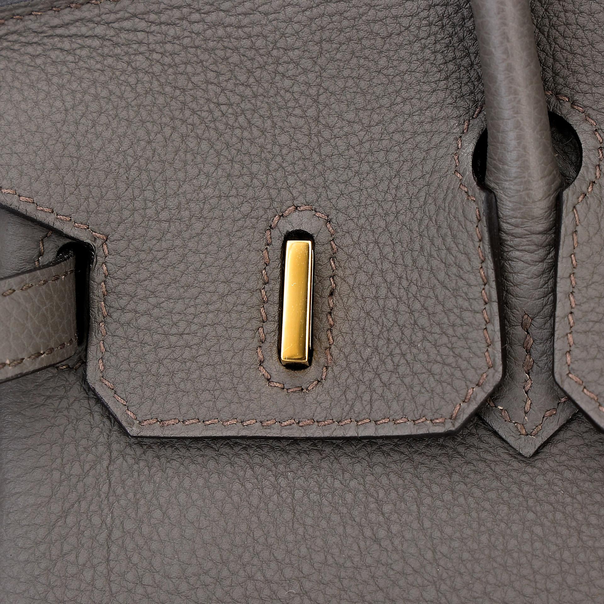 Very Good ( Rank A) HERMÈS Birkin 25 Etain (8F) Togo Gold hardware A (2017) - 13