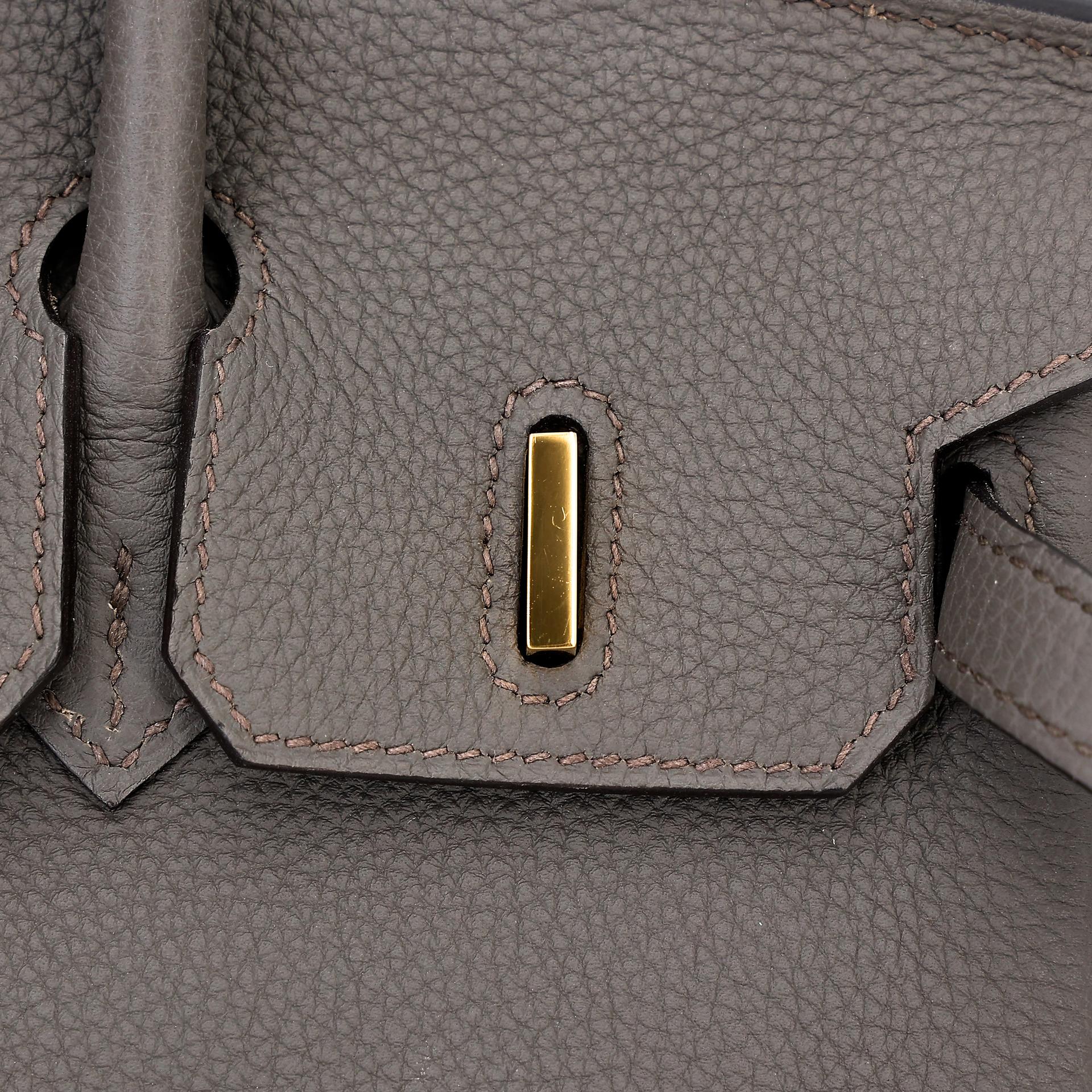 Very Good ( Rank A) HERMÈS Birkin 25 Etain (8F) Togo Gold hardware A (2017) - 14