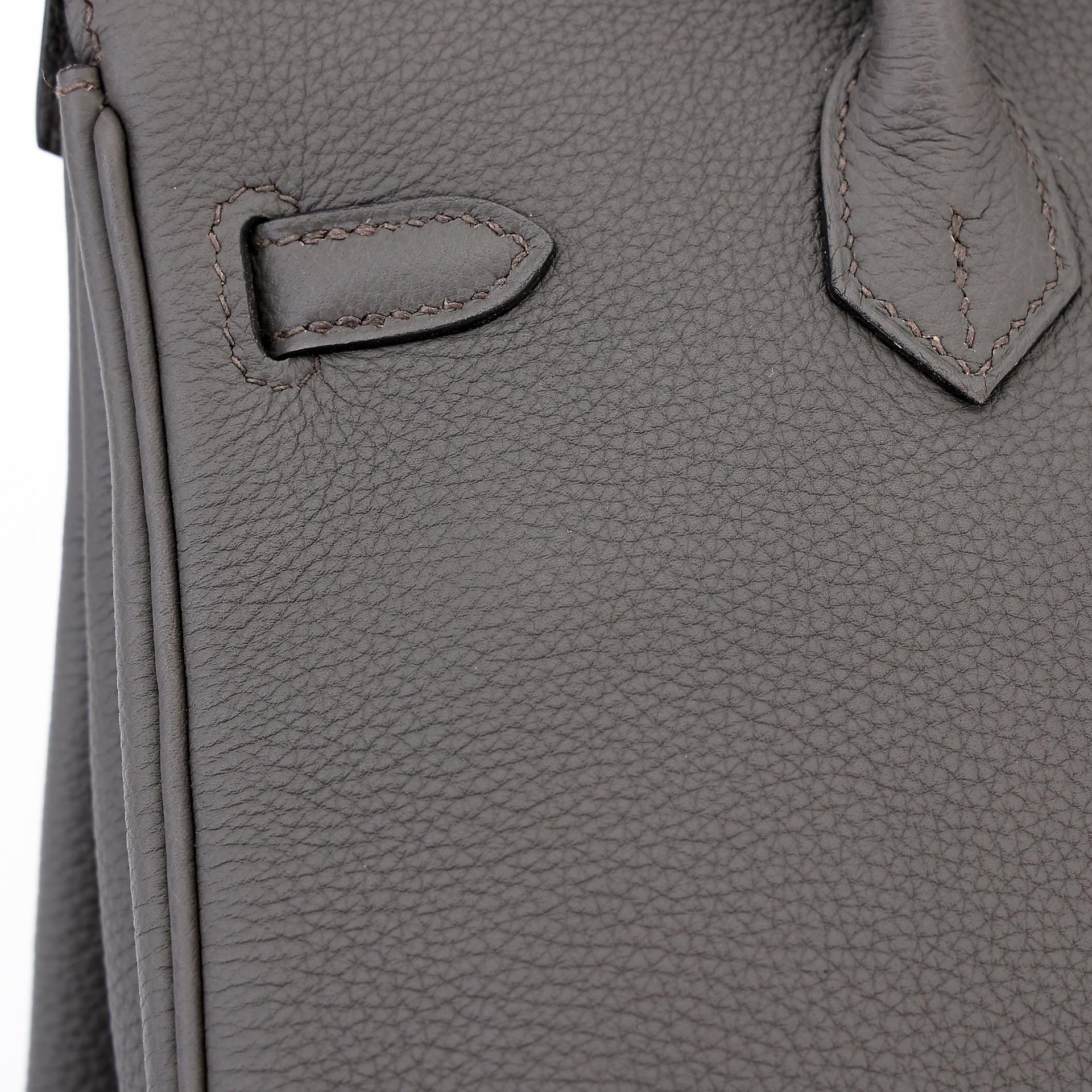 Very Good ( Rank A) HERMÈS Birkin 25 Etain (8F) Togo Gold hardware A (2017) - 21