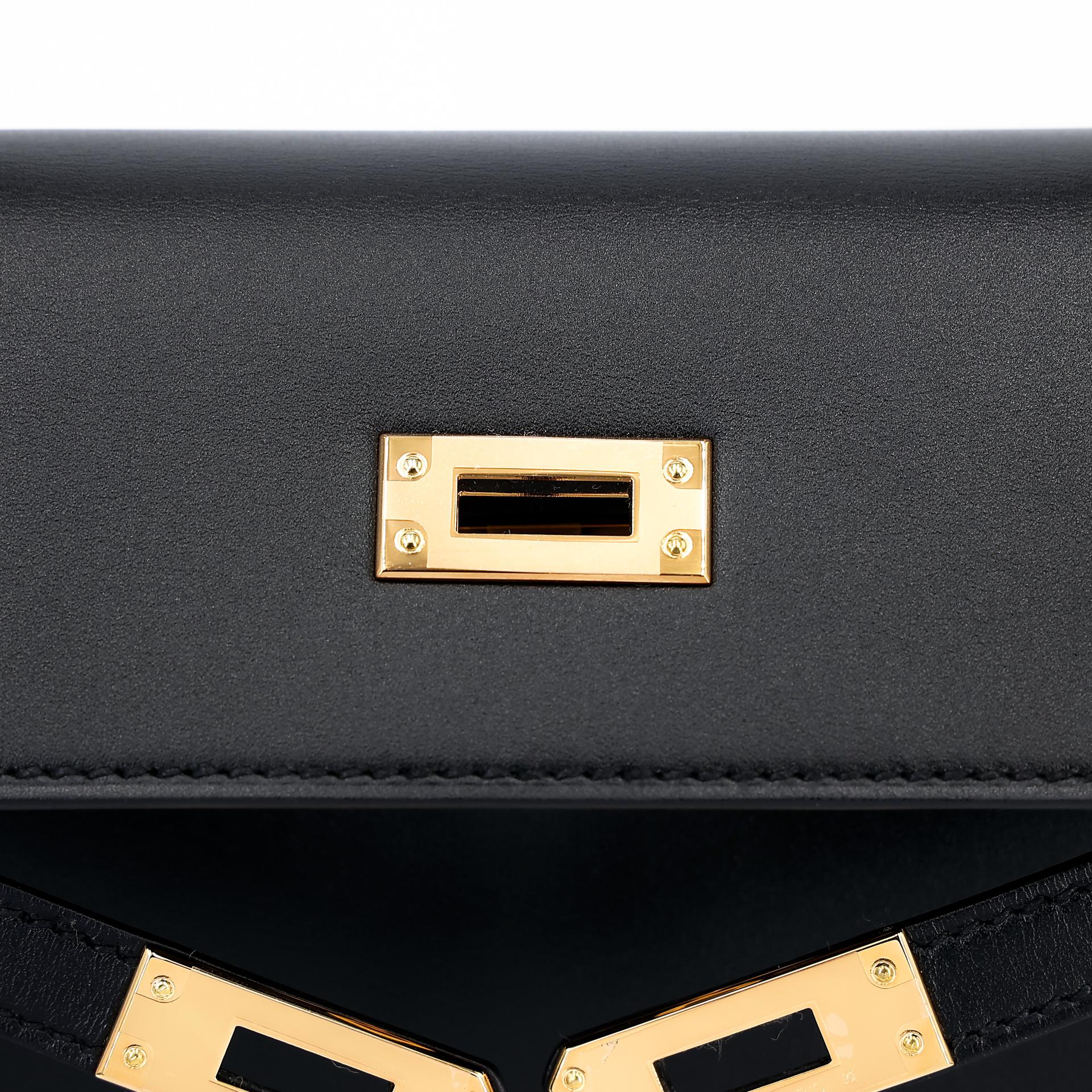 Brand New ( Rank N ) HERMÈS Kelly 25 Sellier Black (89) Tadelakt Gold hardware W (2024) - 12