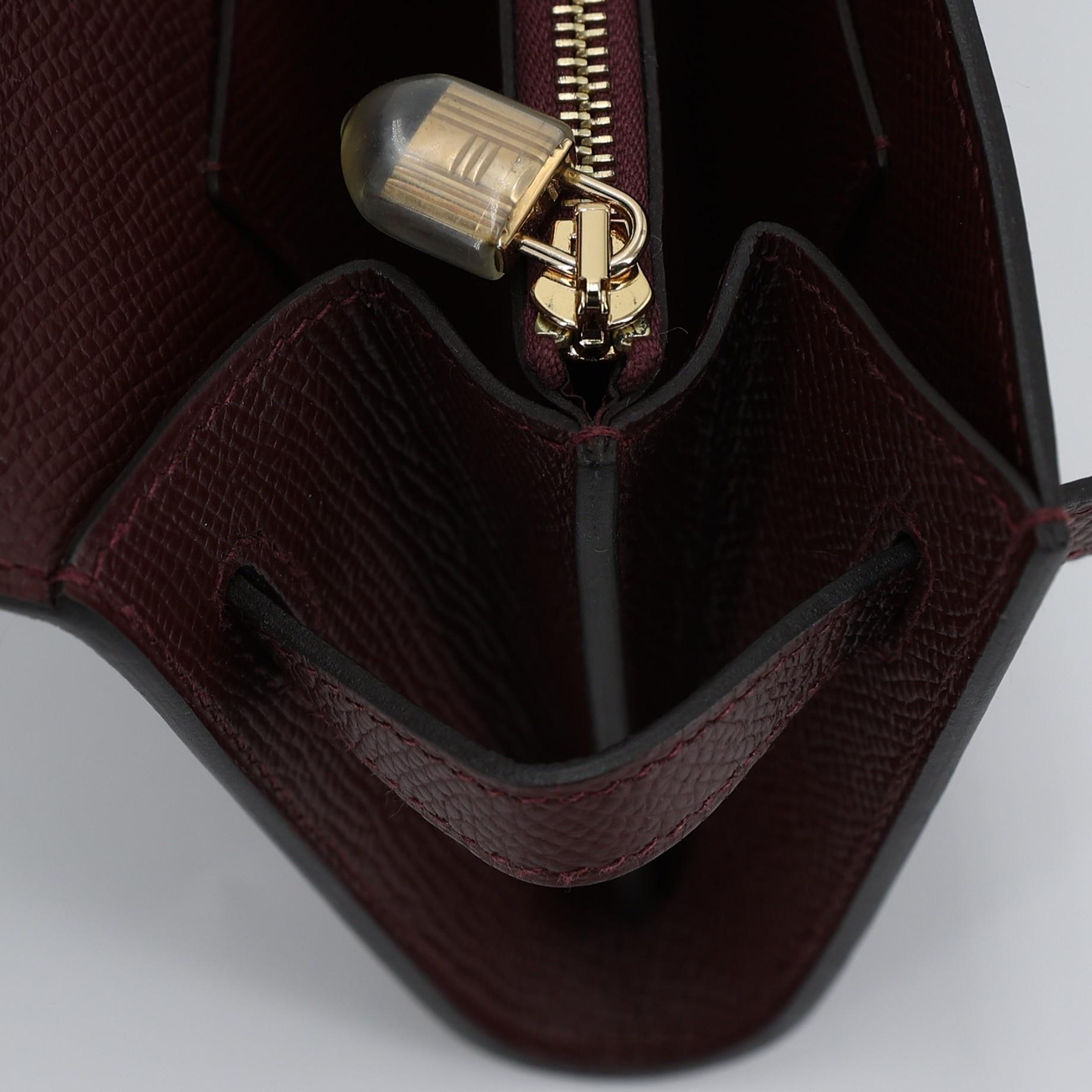 Unused ( Rank NS ) HERMÈS Kelly To Go Wallet Bordeaux (57) Epsom Gold hardware U (2022) - 13