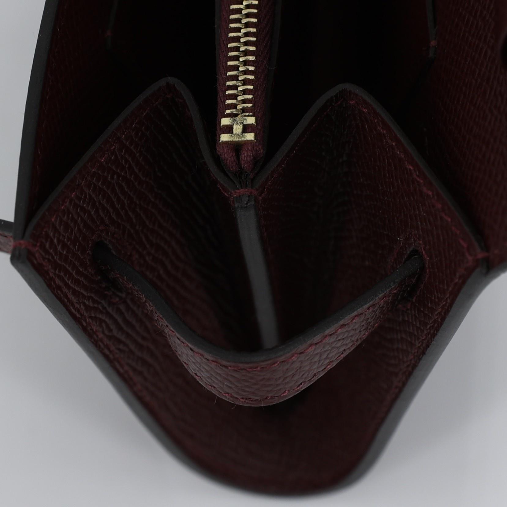 Unused ( Rank NS ) HERMÈS Kelly To Go Wallet Bordeaux (57) Epsom Gold hardware U (2022) - 14