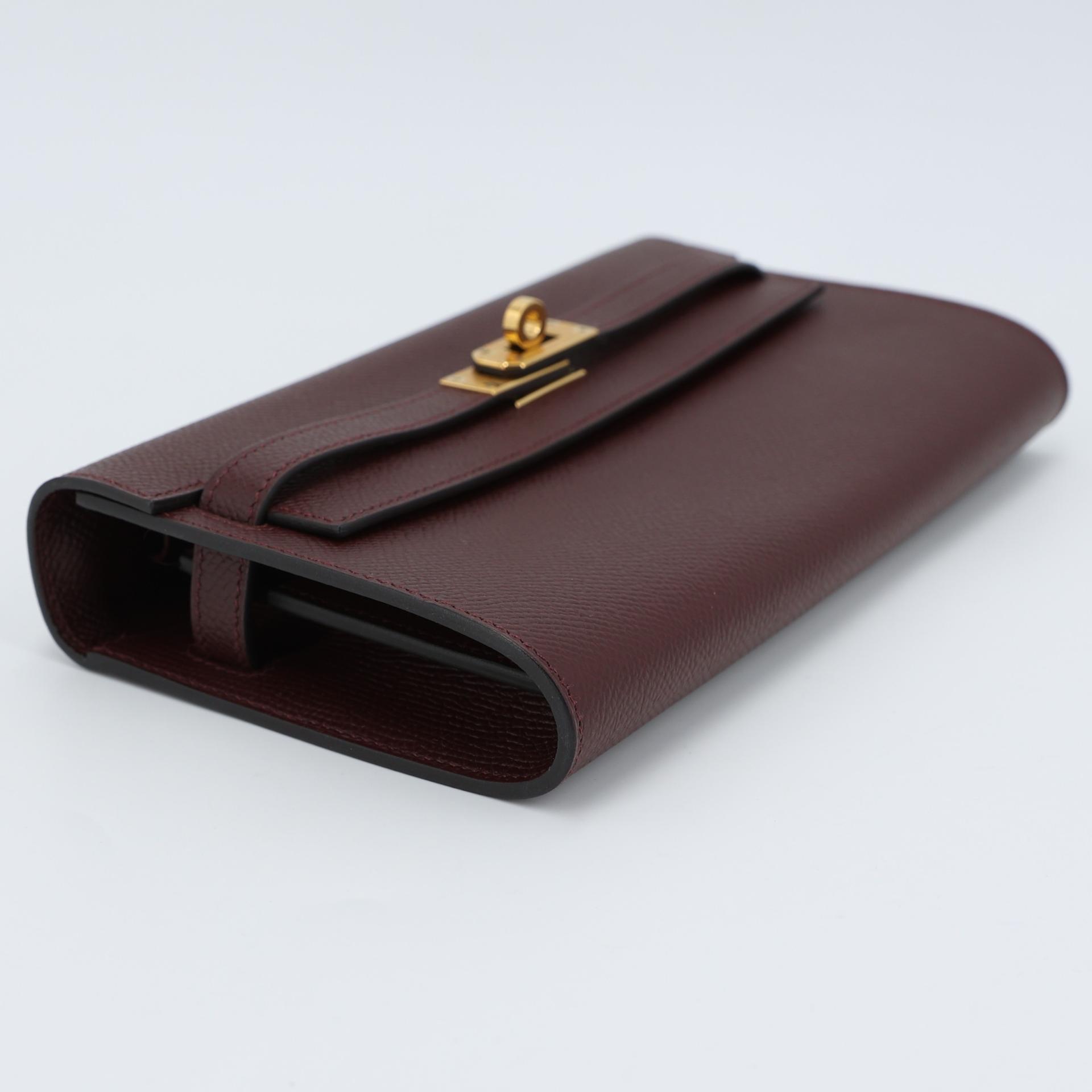 Unused ( Rank NS ) HERMÈS Kelly To Go Wallet Bordeaux (57) Epsom Gold hardware U (2022) - 3