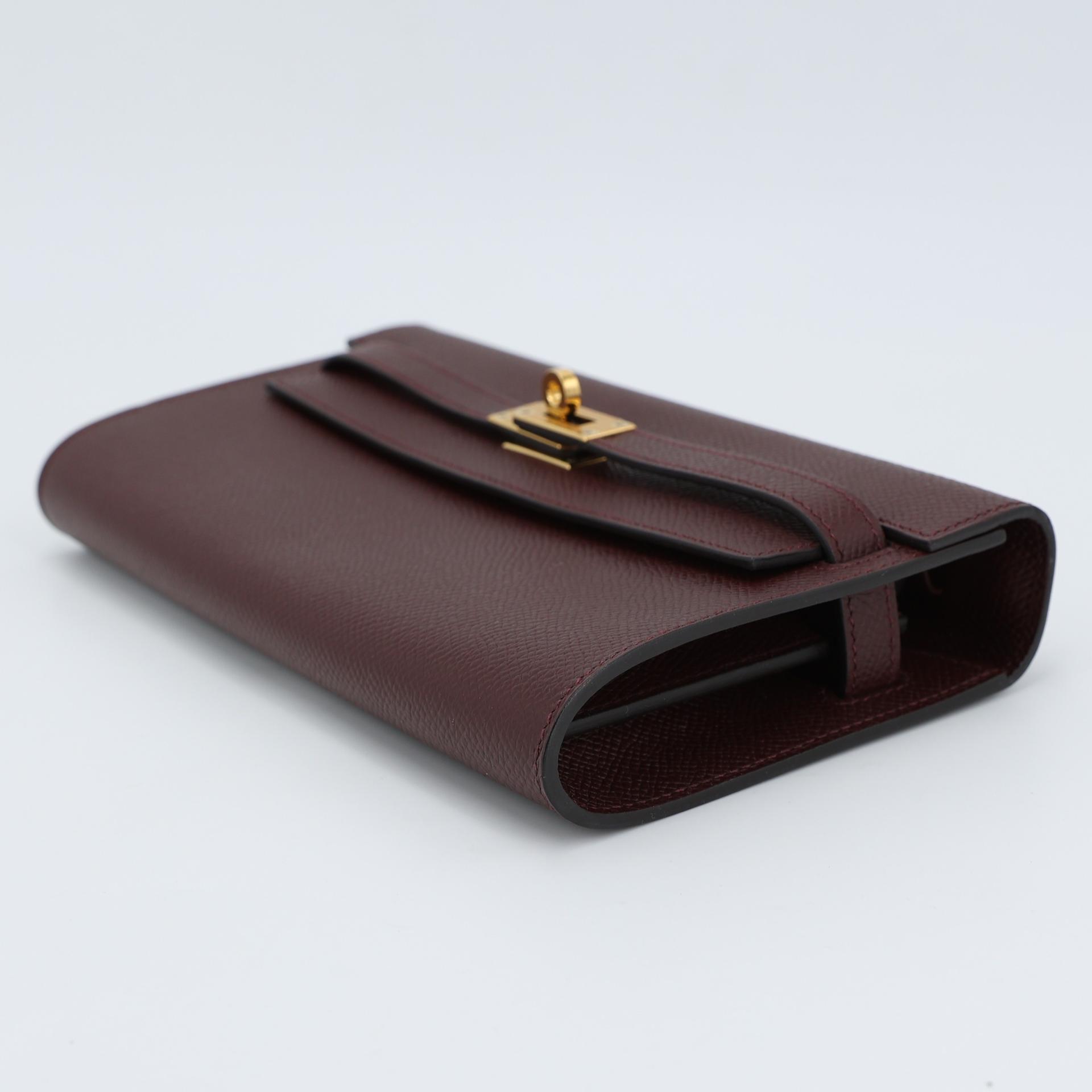 Unused ( Rank NS ) HERMÈS Kelly To Go Wallet Bordeaux (57) Epsom Gold hardware U (2022) - 4