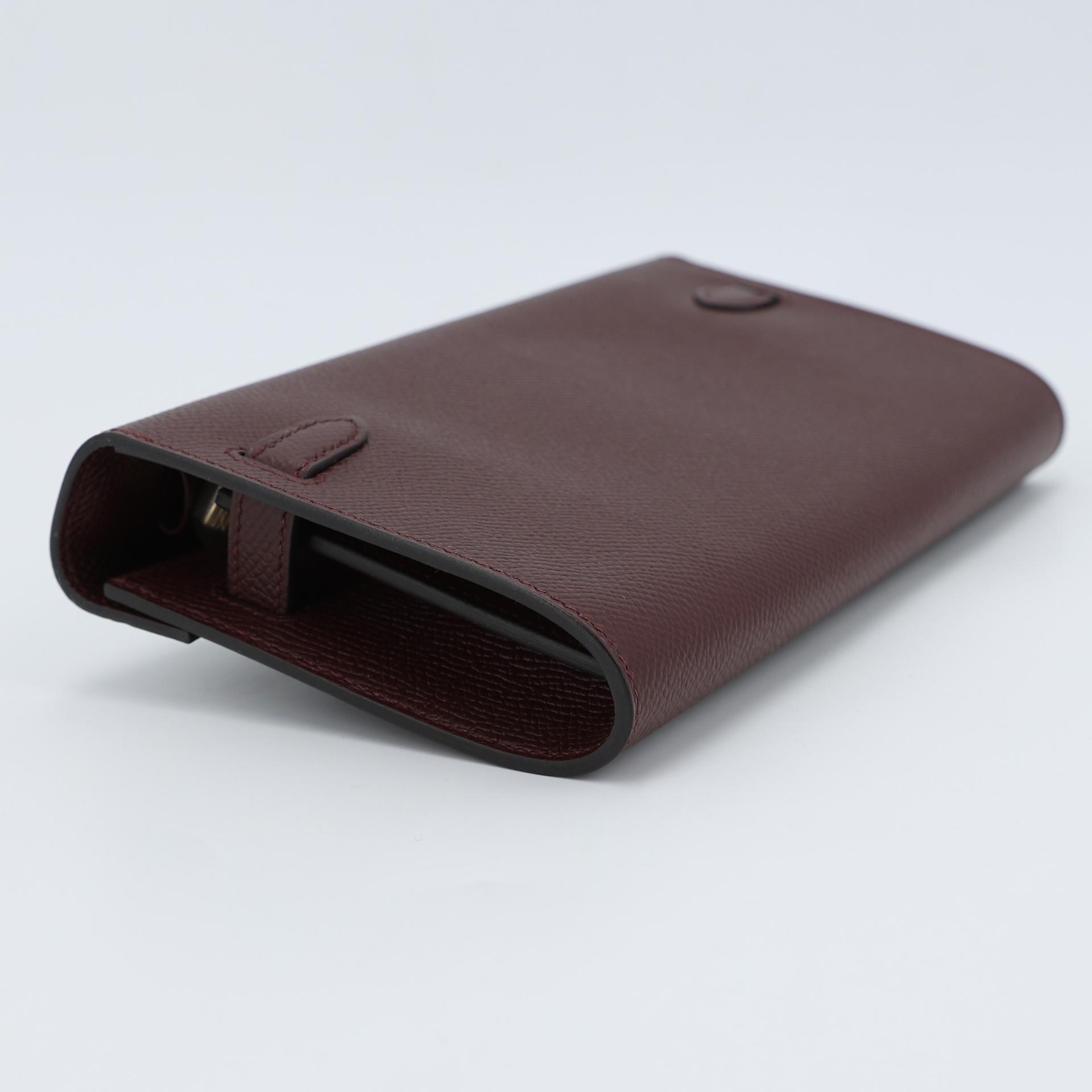 Unused ( Rank NS ) HERMÈS Kelly To Go Wallet Bordeaux (57) Epsom Gold hardware U (2022) - 5
