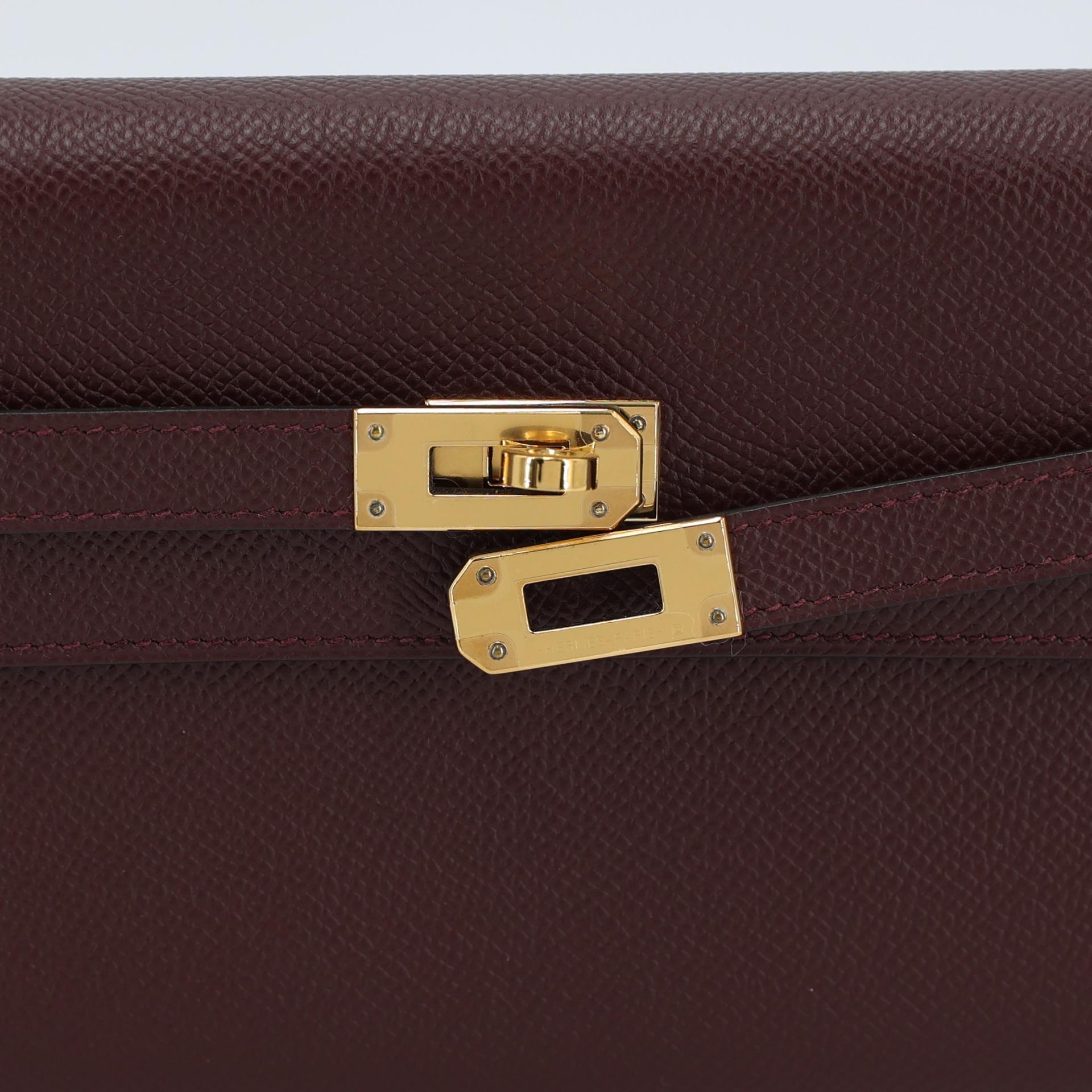 Unused ( Rank NS ) HERMÈS Kelly To Go Wallet Bordeaux (57) Epsom Gold hardware U (2022) - 7