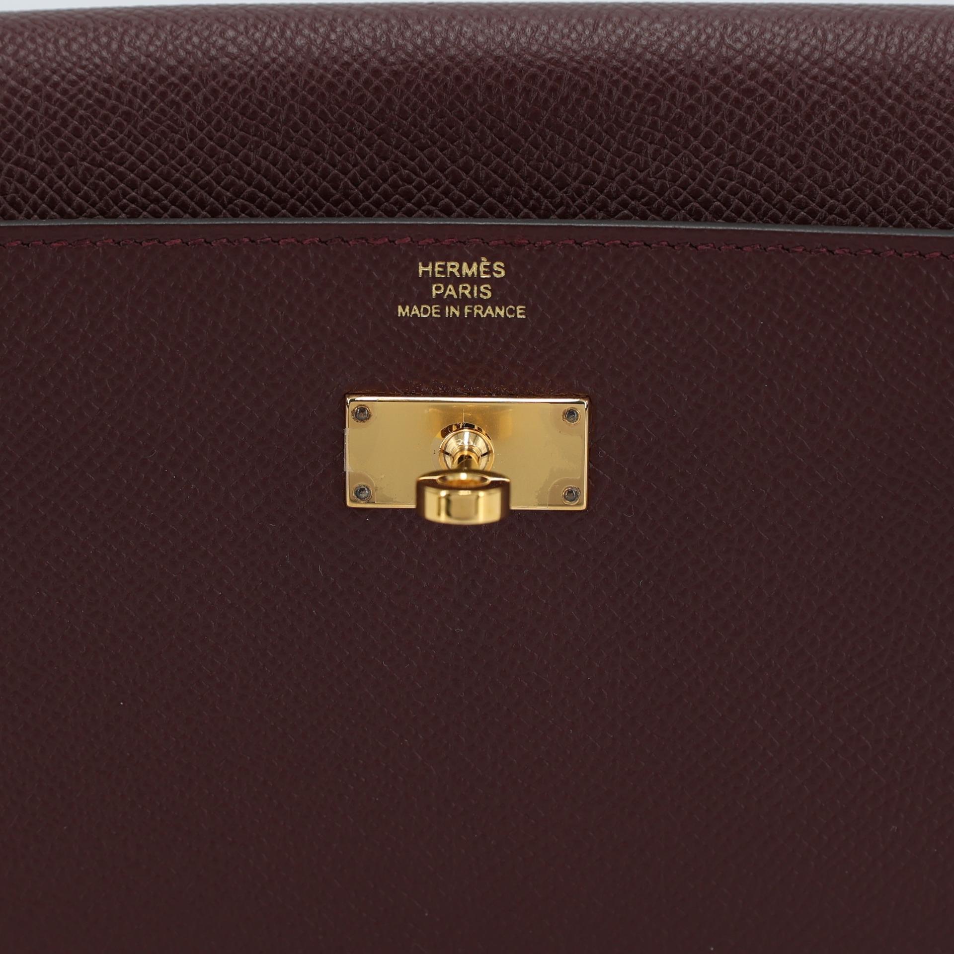 Unused ( Rank NS ) HERMÈS Kelly To Go Wallet Bordeaux (57) Epsom Gold hardware U (2022) - 8