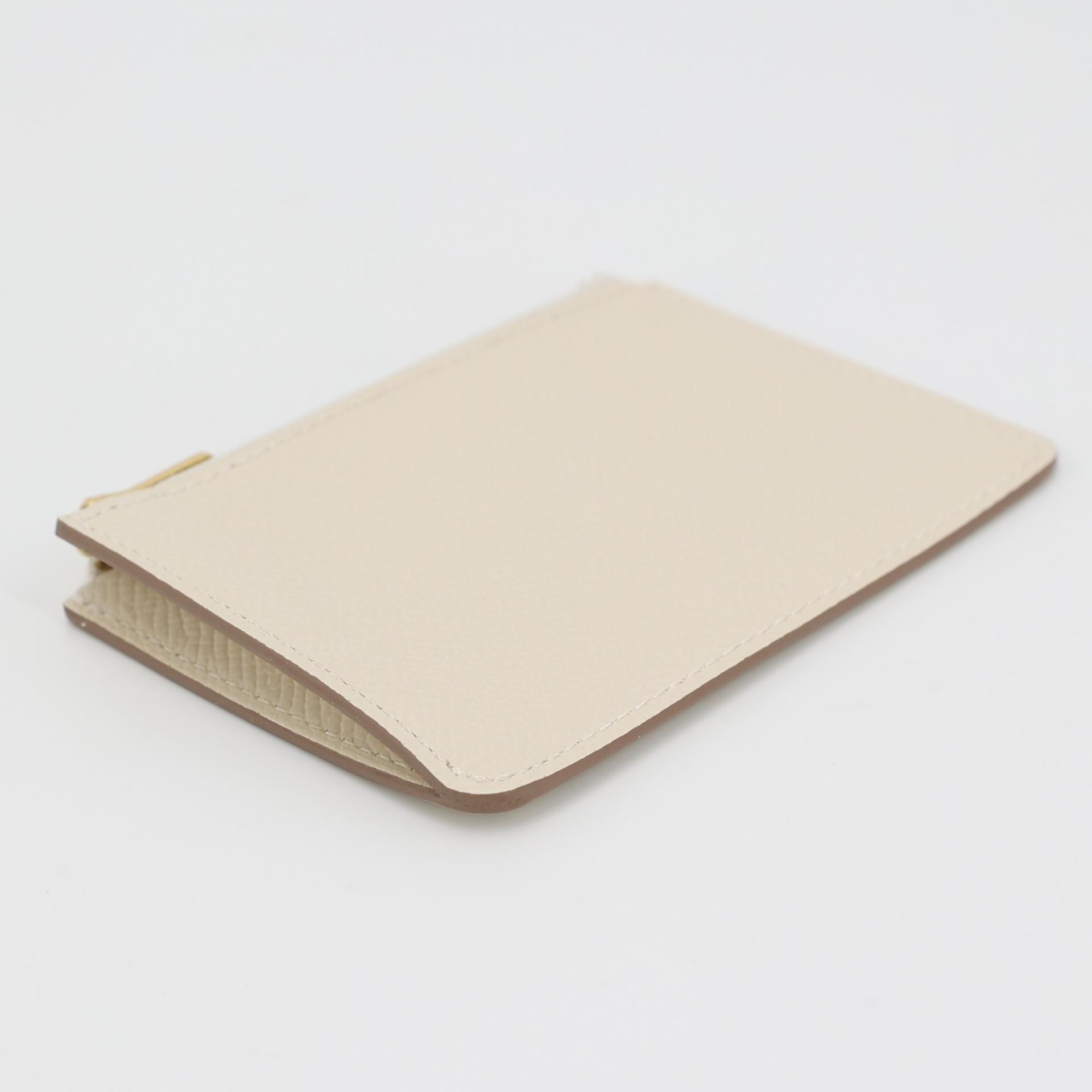 Brand New ( Rank N ) HERMÈS Constance Slim Wallet Craie (10) Epsom Gold hardware W (2024) - 16