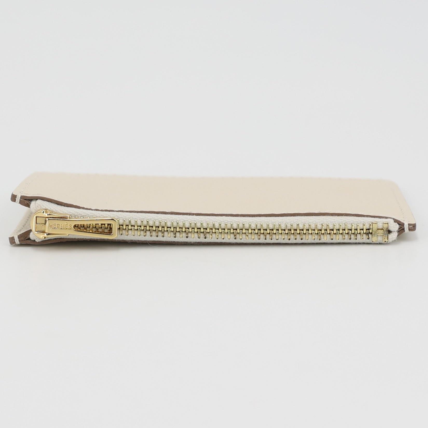 Brand New ( Rank N ) HERMÈS Constance Slim Wallet Craie (10) Epsom Gold hardware W (2024) - 20