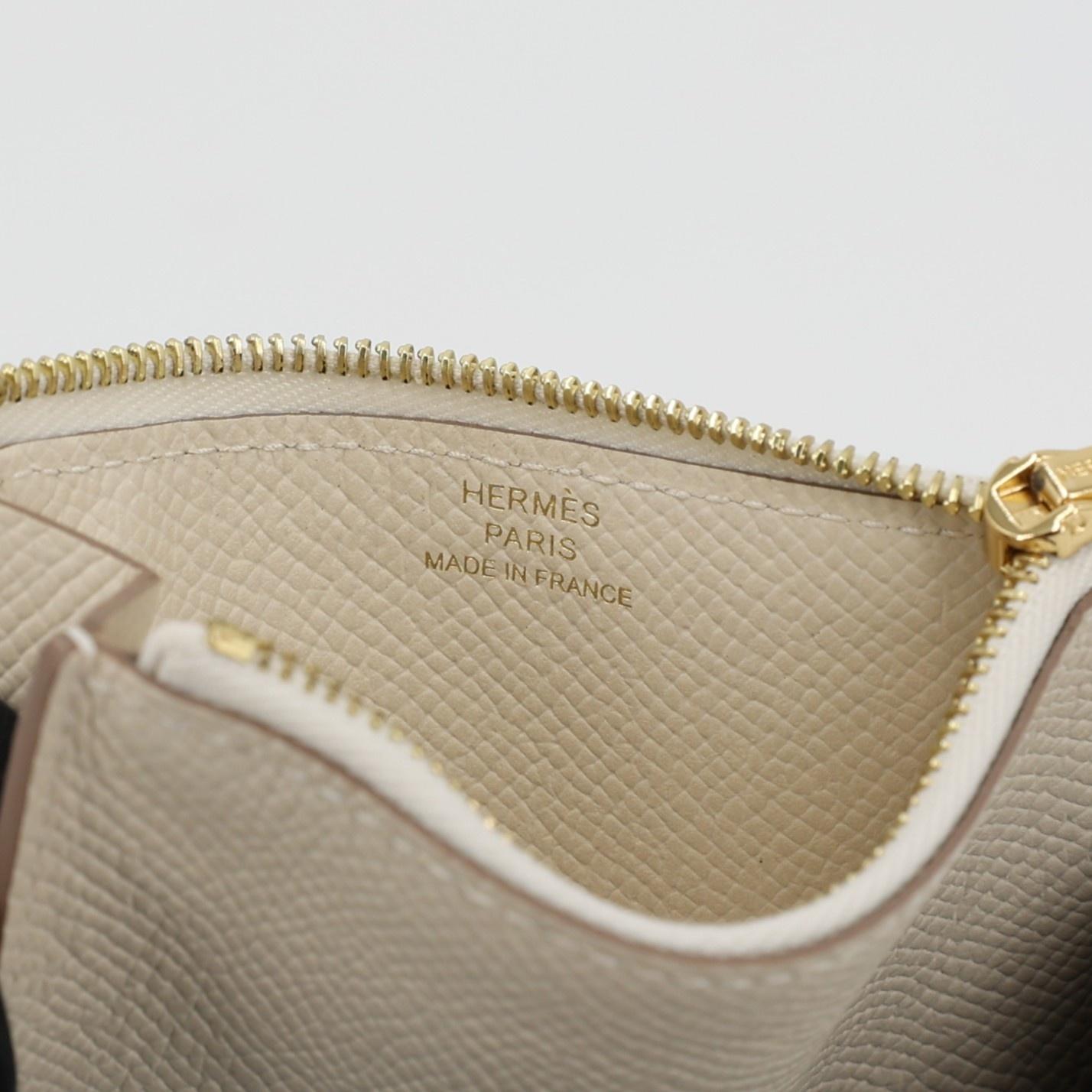 Brand New ( Rank N ) HERMÈS Constance Slim Wallet Craie (10) Epsom Gold hardware W (2024) - 21