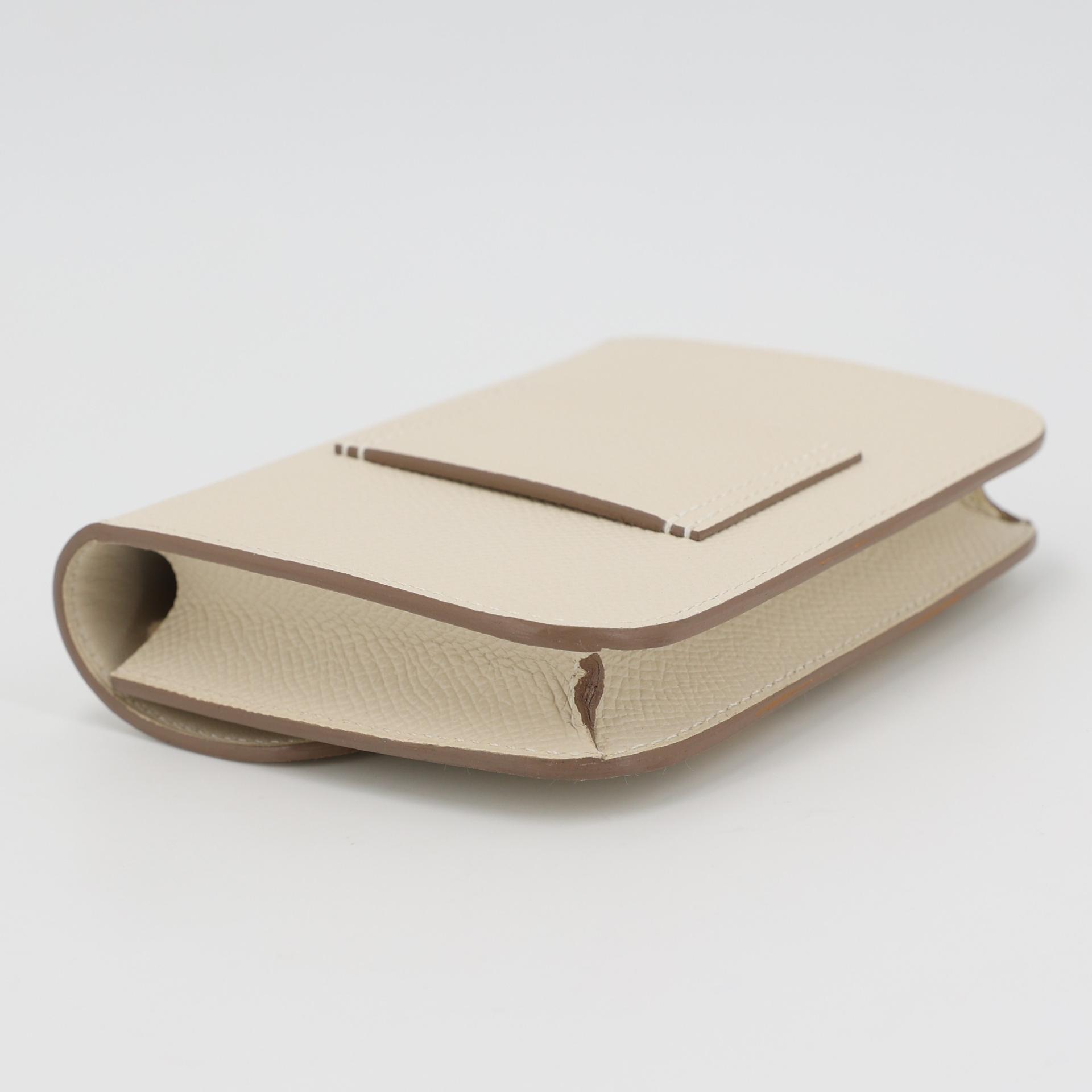 Brand New ( Rank N ) HERMÈS Constance Slim Wallet Craie (10) Epsom Gold hardware W (2024) - 5
