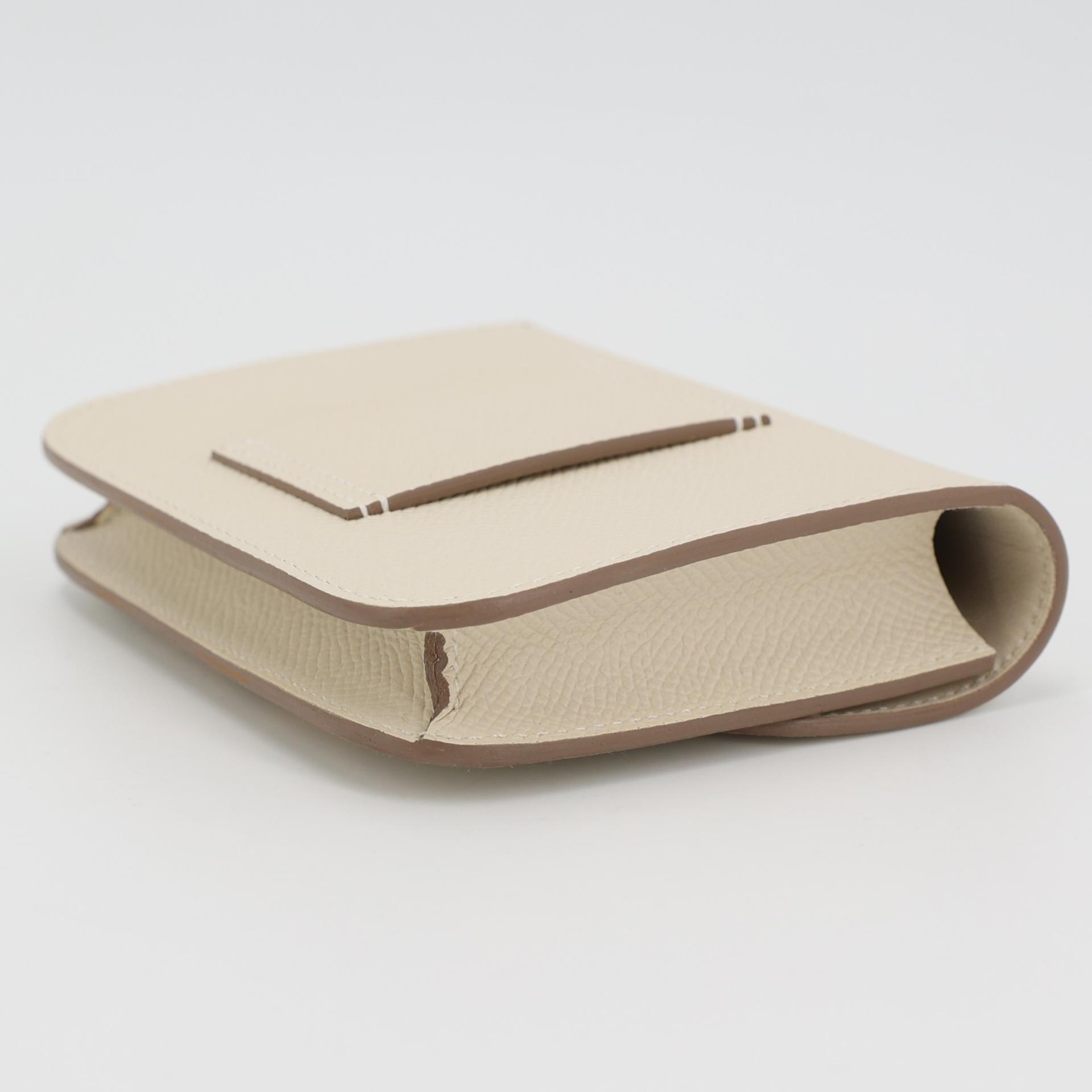 Brand New ( Rank N ) HERMÈS Constance Slim Wallet Craie (10) Epsom Gold hardware W (2024) - 6