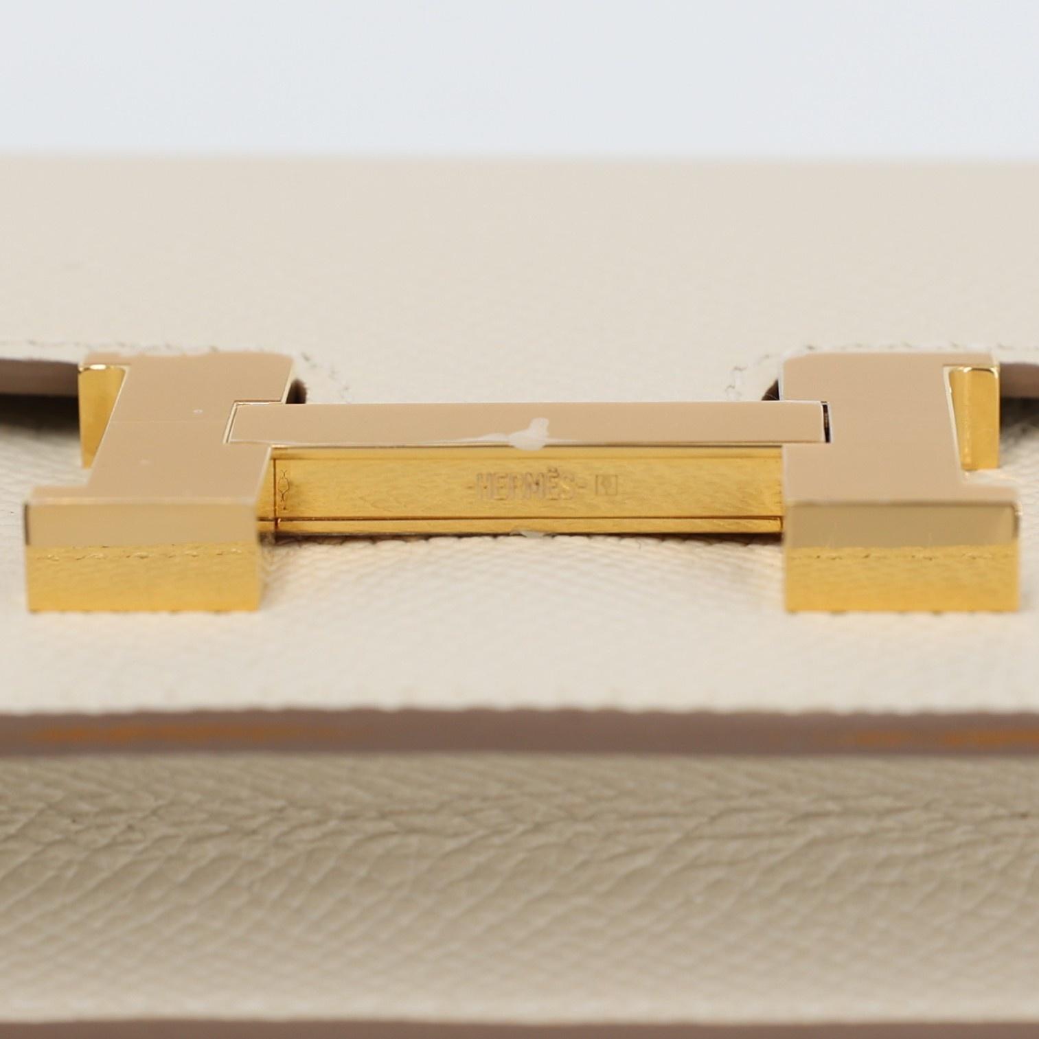 Brand New ( Rank N ) HERMÈS Constance Slim Wallet Craie (10) Epsom Gold hardware W (2024) - 8