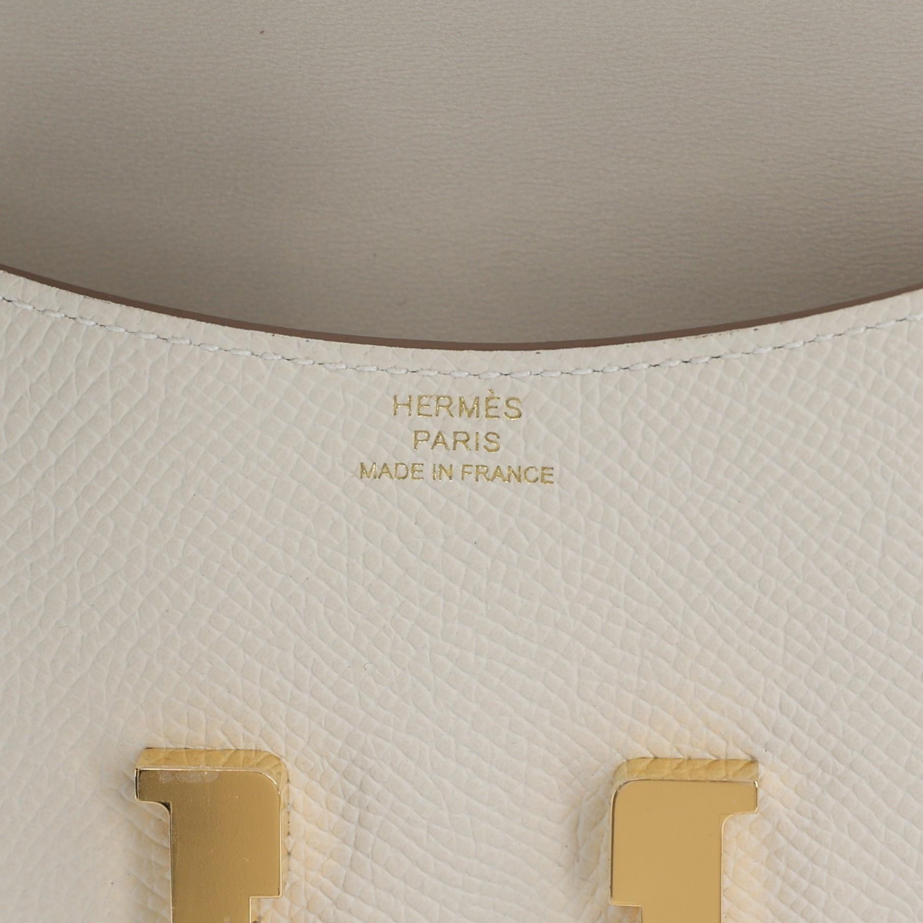 Brand New ( Rank N ) HERMÈS Constance Slim Wallet Craie (10) Epsom Gold hardware W (2024) - 9
