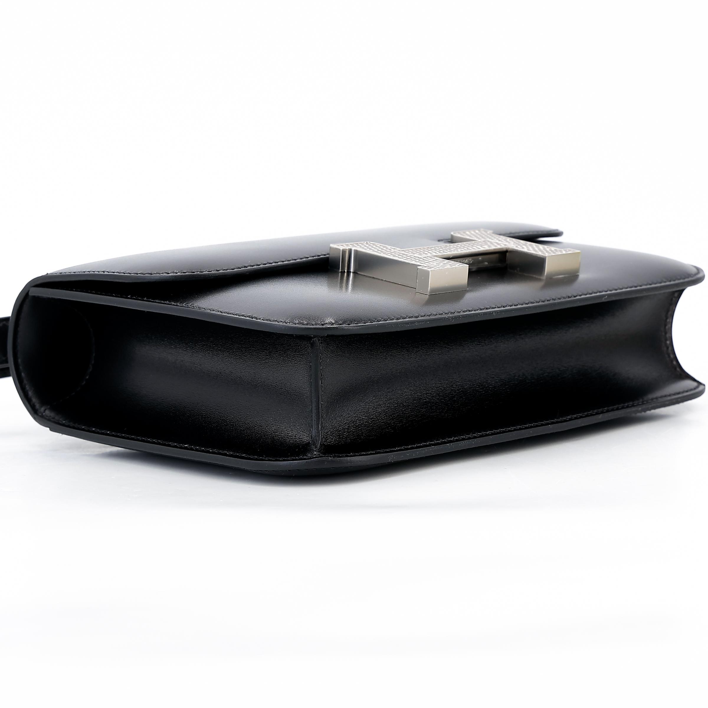 Unused ( Rank NS ) HERMÈS Constance 24 Black (89) Box-calf Palladium hardware B (2023) - 5