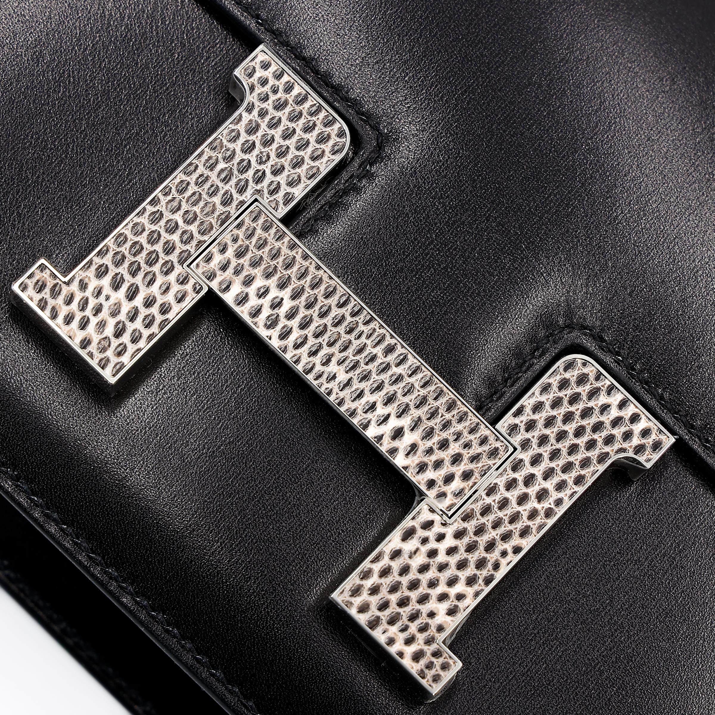 Unused ( Rank NS ) HERMÈS Constance 24 Black (89) Box-calf Palladium hardware B (2023) - 8