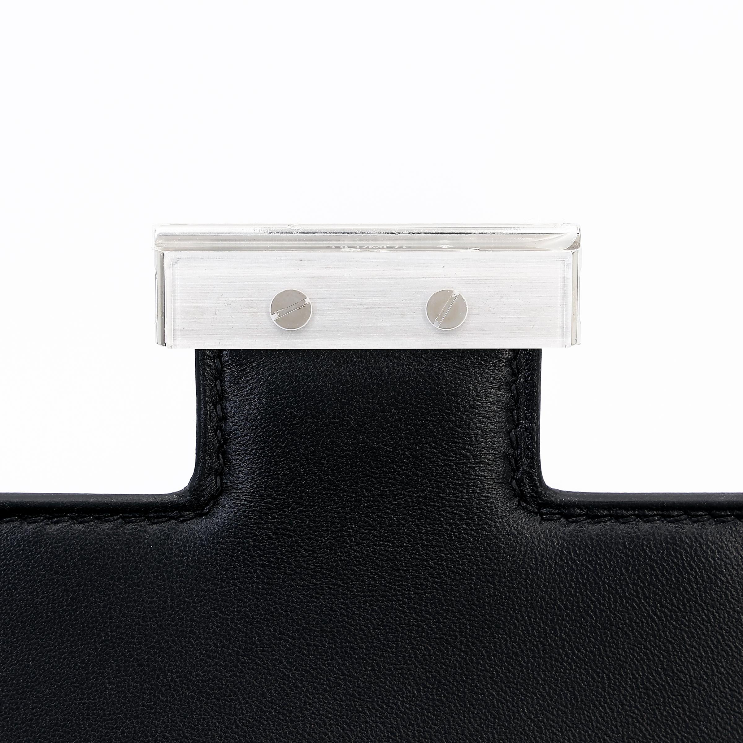 Unused ( Rank NS ) HERMÈS Constance 24 Black (89) Box-calf Palladium hardware B (2023) - 9