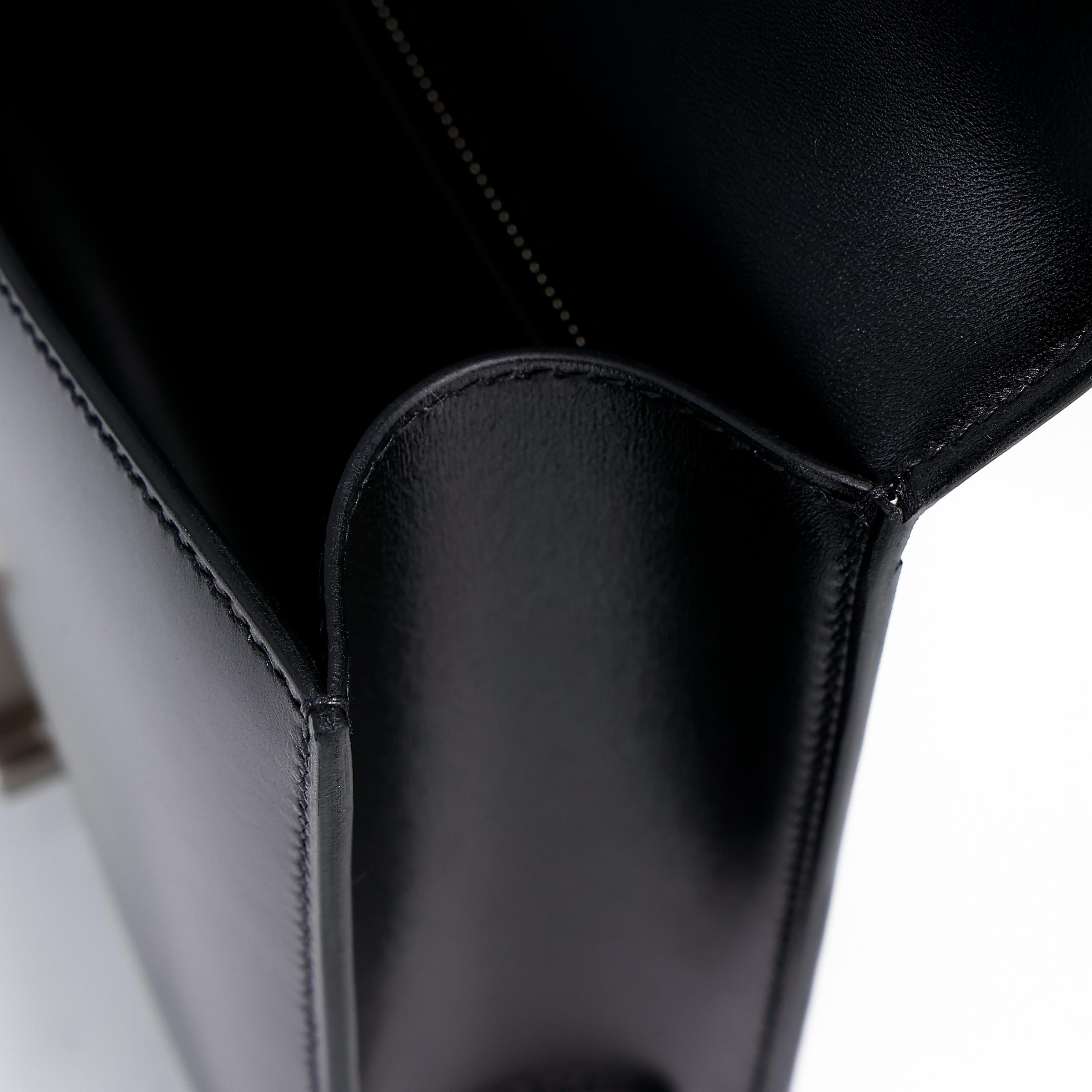 Unused ( Rank NS ) HERMÈS Constance 24 Black (89) Box-calf Palladium hardware B (2023) - 13