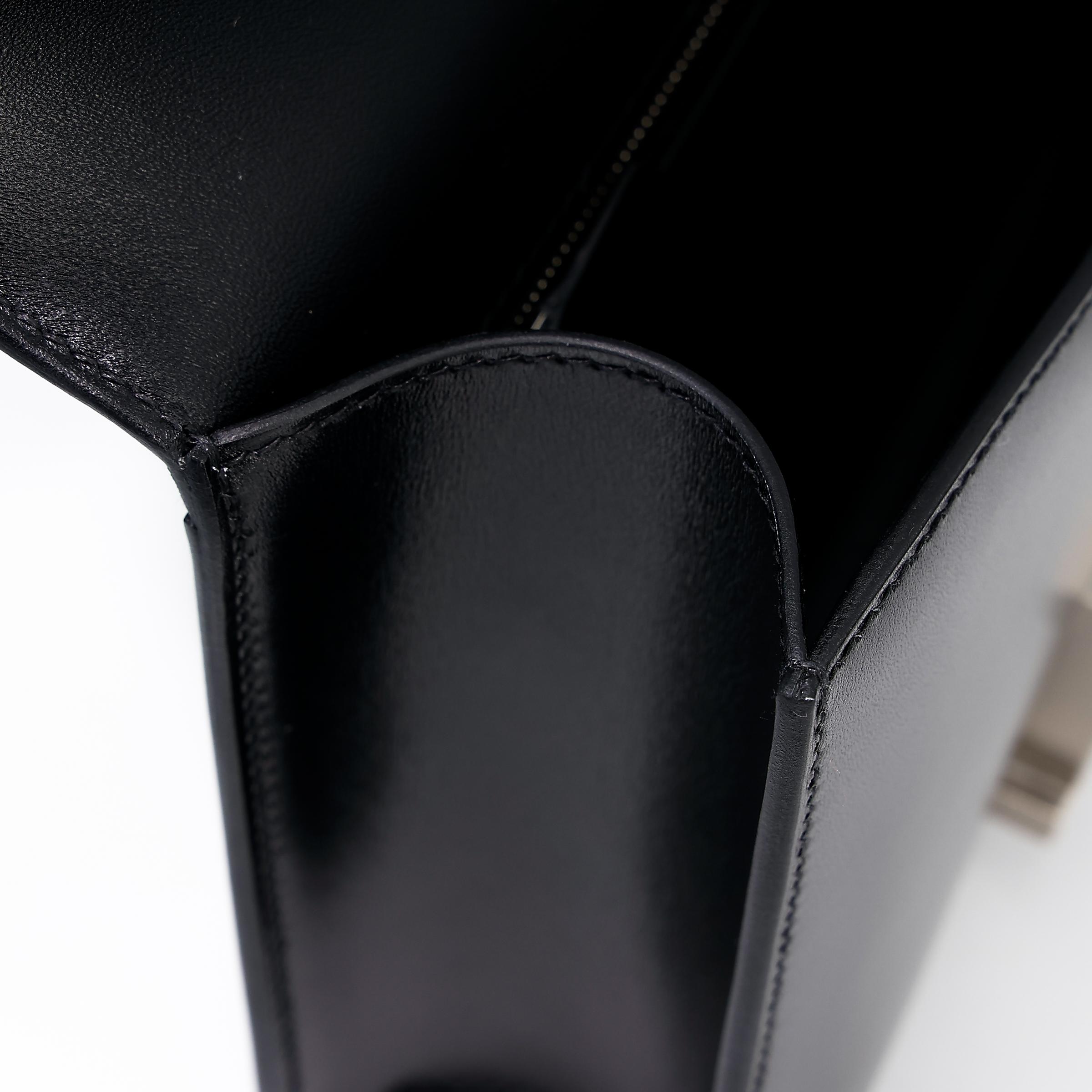 Unused ( Rank NS ) HERMÈS Constance 24 Black (89) Box-calf Palladium hardware B (2023) - 14